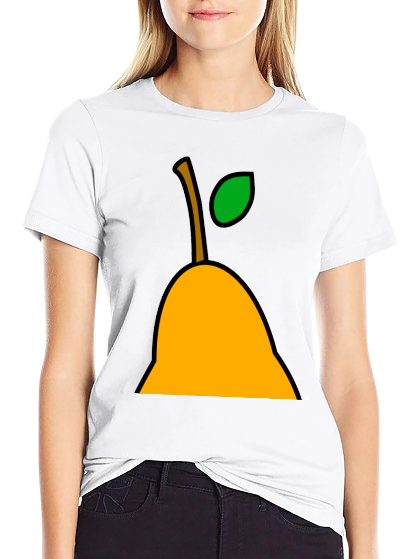 Pear Graphic Tee - Black Cotton Casual T-Shirt