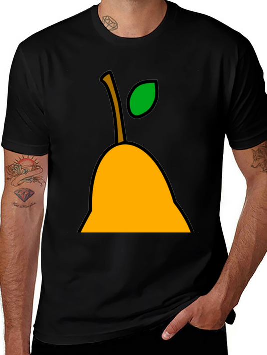 Pear Graphic Tee - Black Cotton Casual T-Shirt