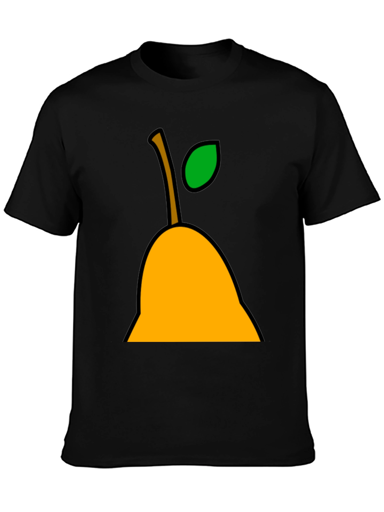 Pear Graphic Tee - Black Cotton Casual T-Shirt