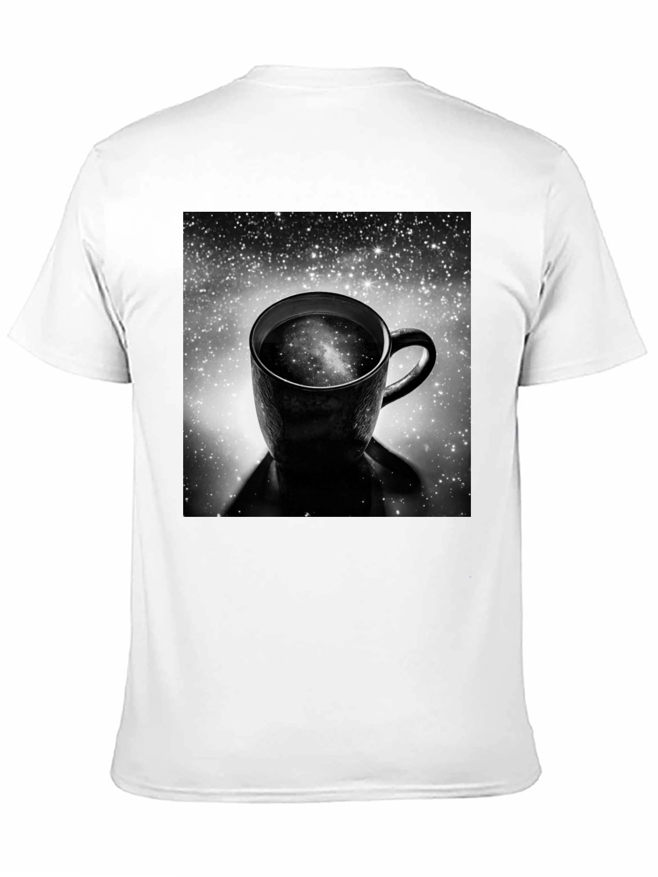 Galaxy Coffee Cup Black T-Shirt - Unique Space Design