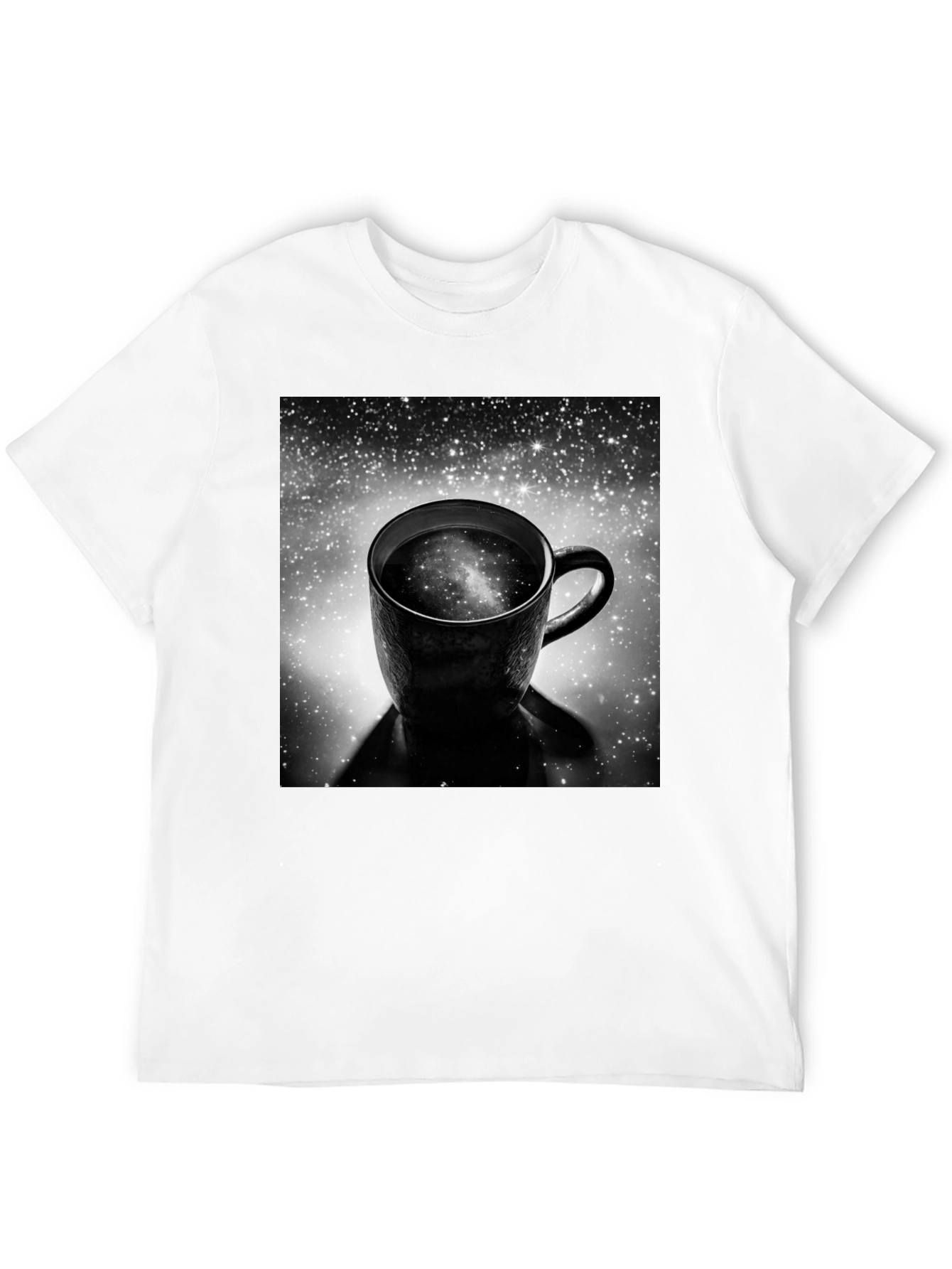 Galaxy Coffee Cup Black T-Shirt - Unique Space Design