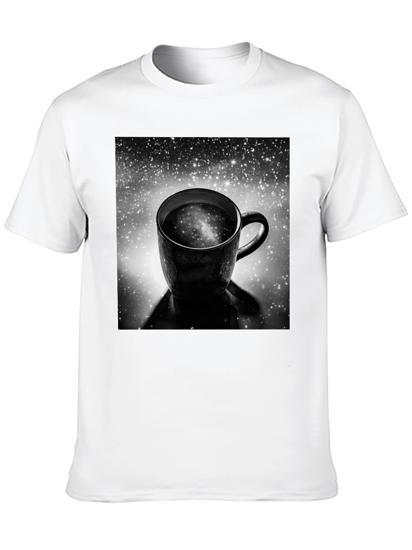 Galaxy Coffee Cup Black T-Shirt - Unique Space Design
