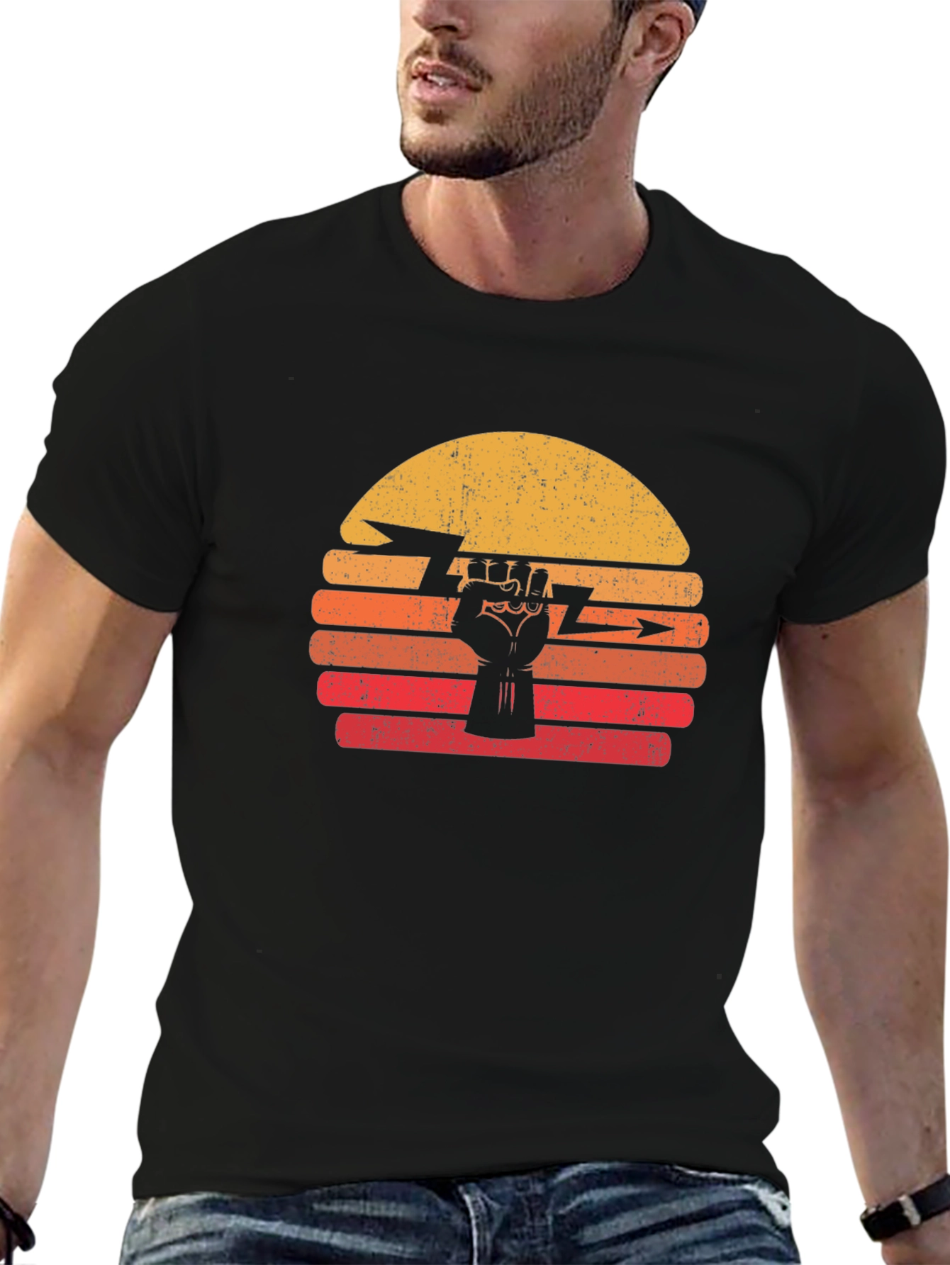 Power Fist Graphic Tee - Sunset Design