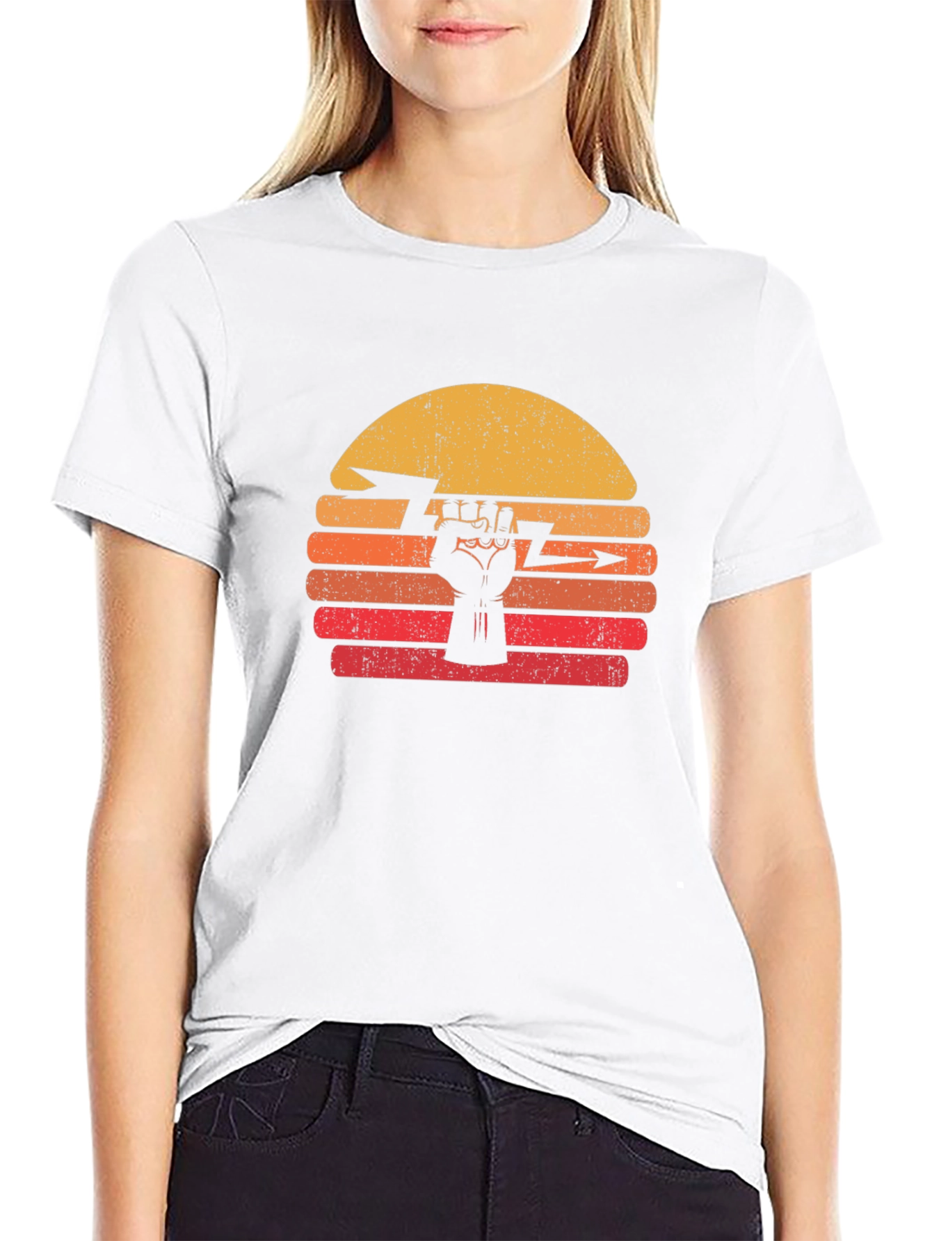 Power Fist Graphic Tee - Sunset Design