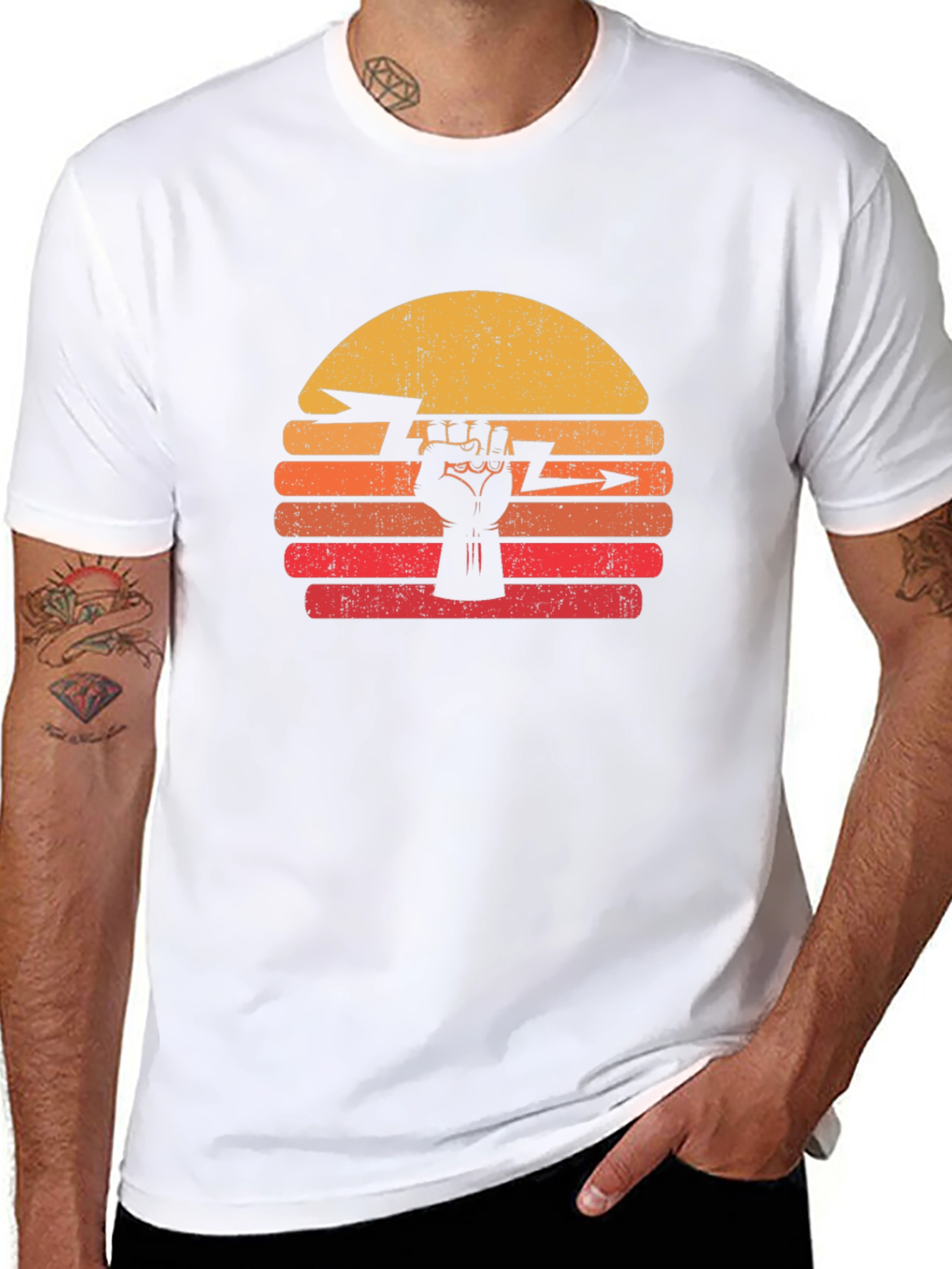 Power Fist Graphic Tee - Sunset Design