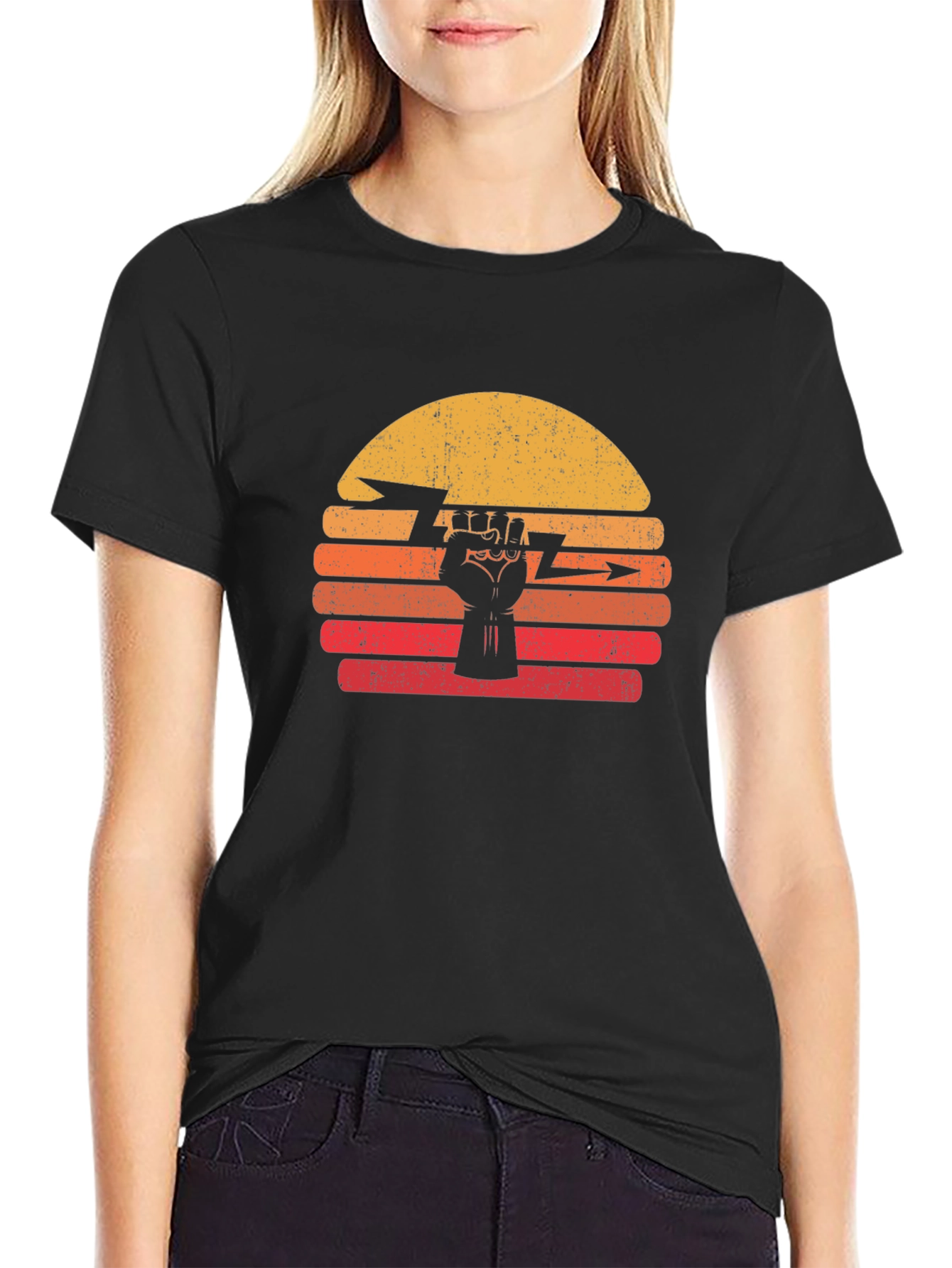 Power Fist Graphic Tee - Sunset Design