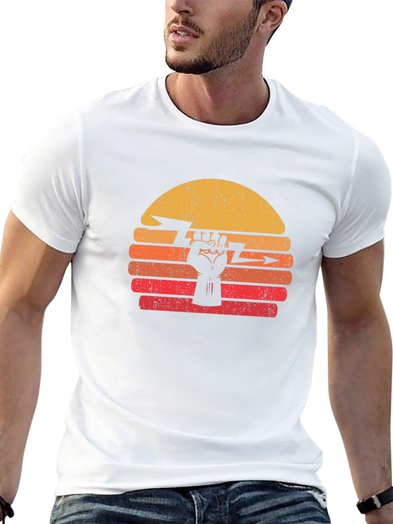 Power Fist Graphic Tee - Sunset Design