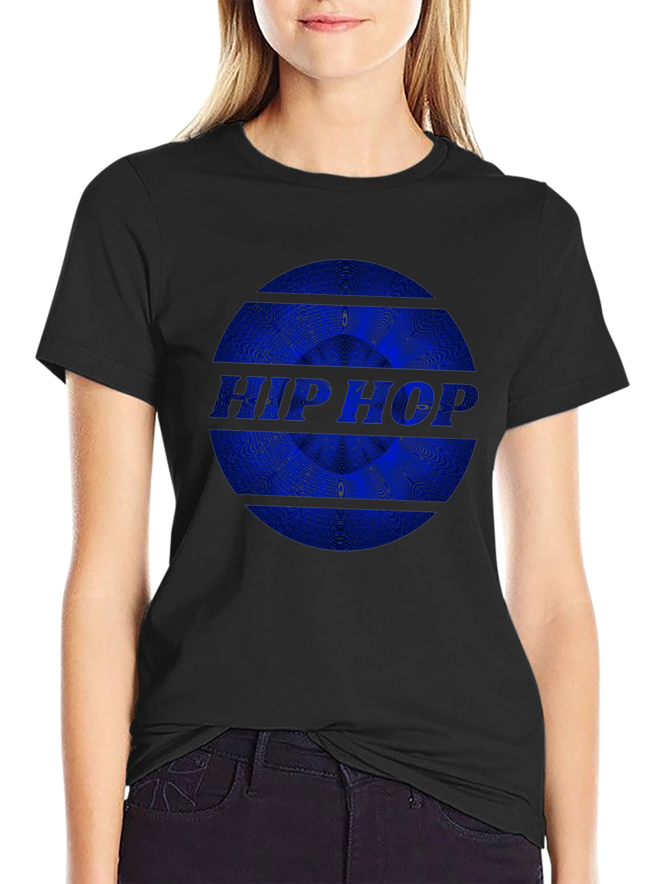 Hip Hop Graphic Print Black T-Shirt