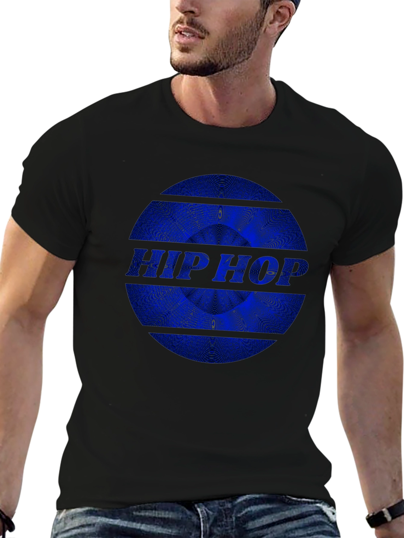 Hip Hop Graphic Print Black T-Shirt