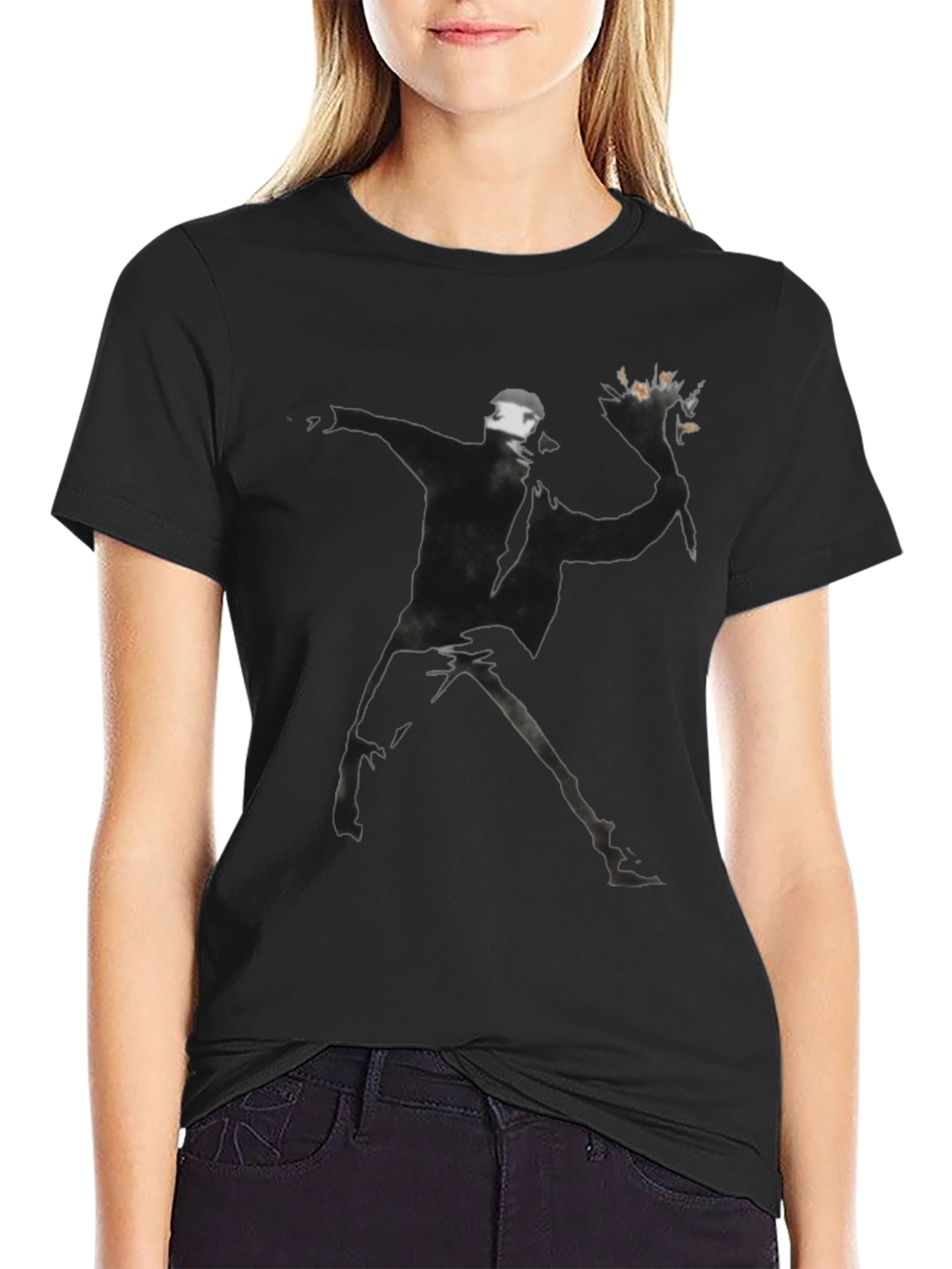 Banksy Flower Bomber Black T-Shirt
