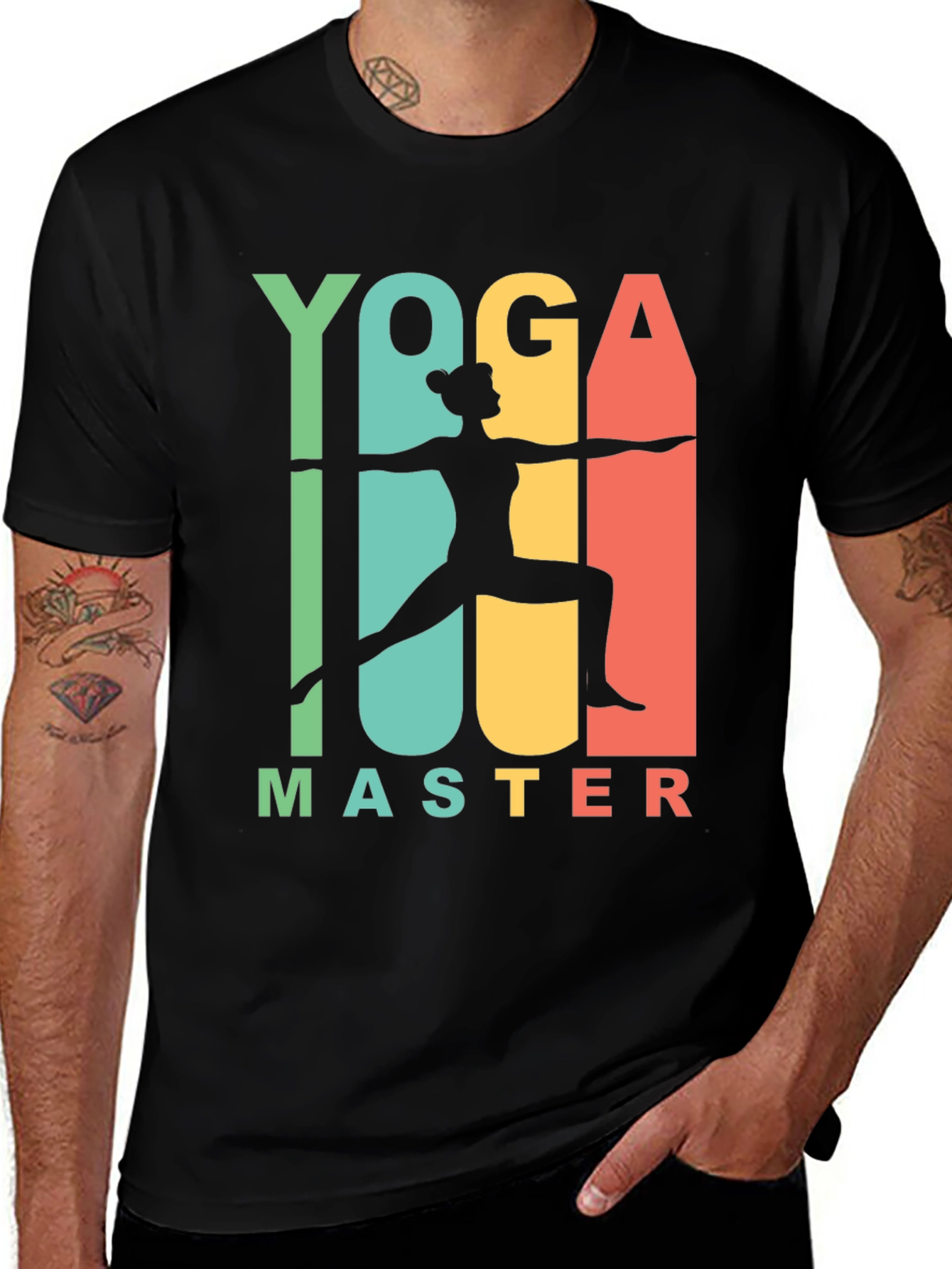 Yoga Master Graphic Tee - Black Cotton T-Shirt