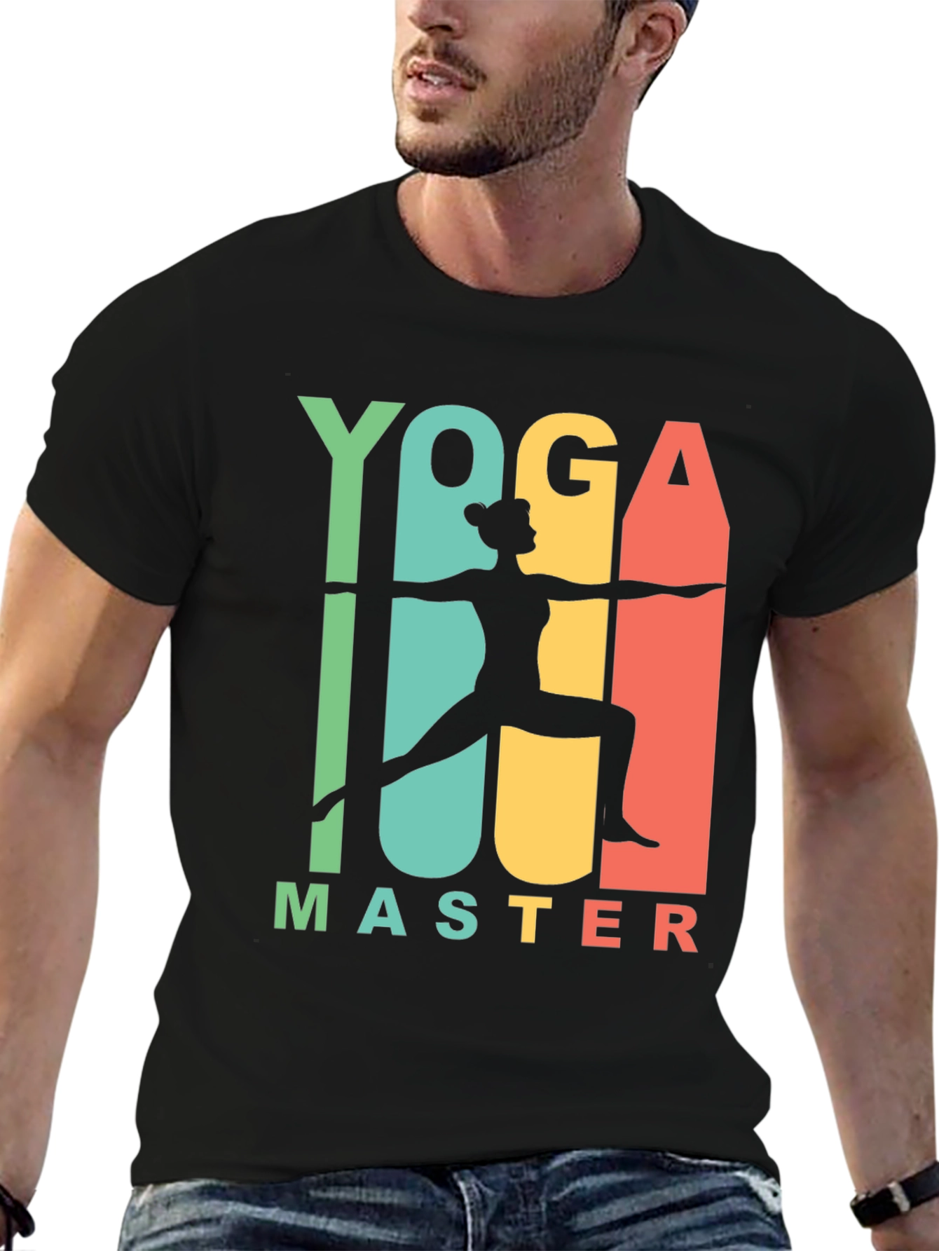 Yoga Master Graphic Tee - Black Cotton T-Shirt