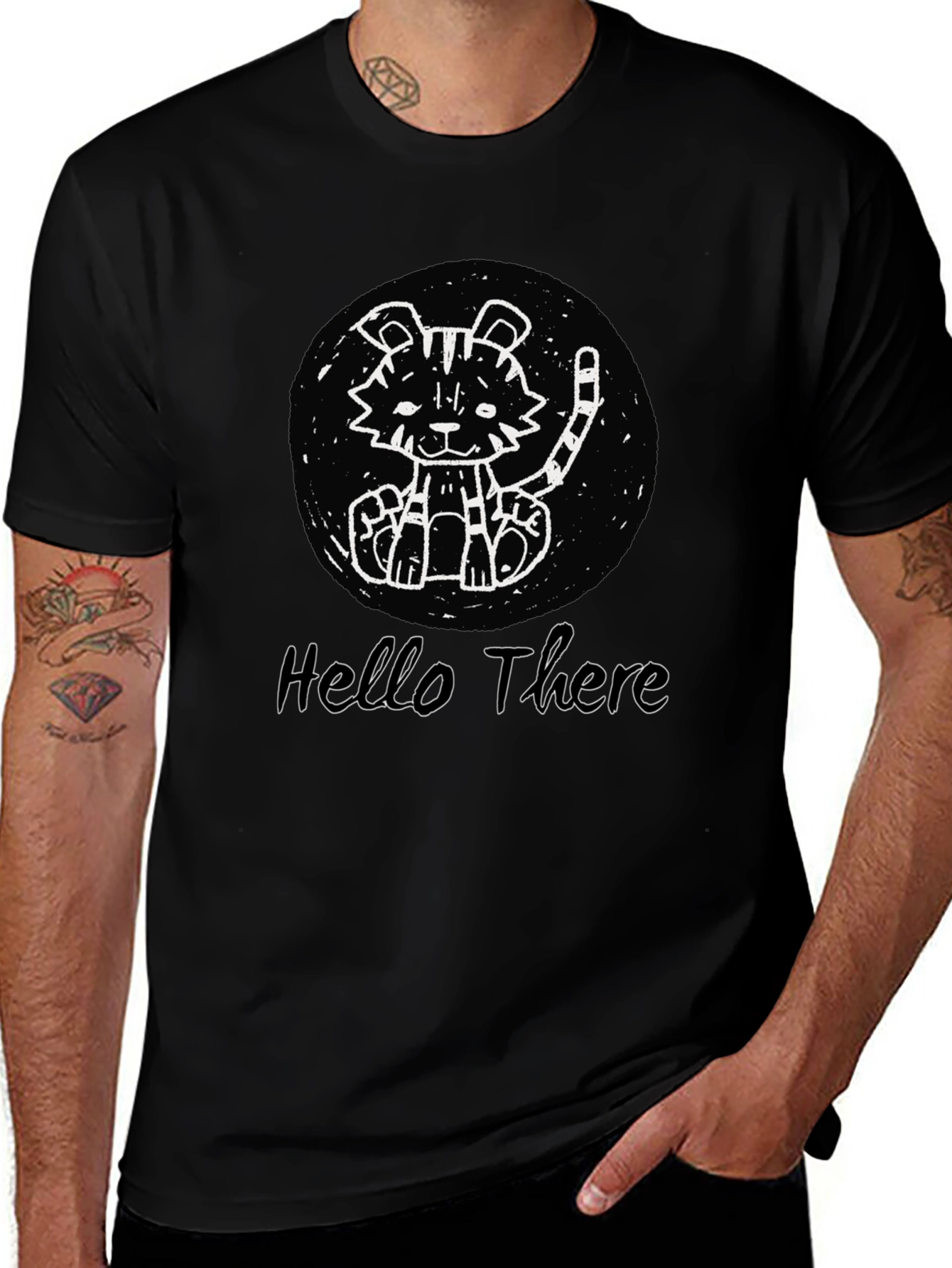 Cute Tiger Graphic Black T-Shirt