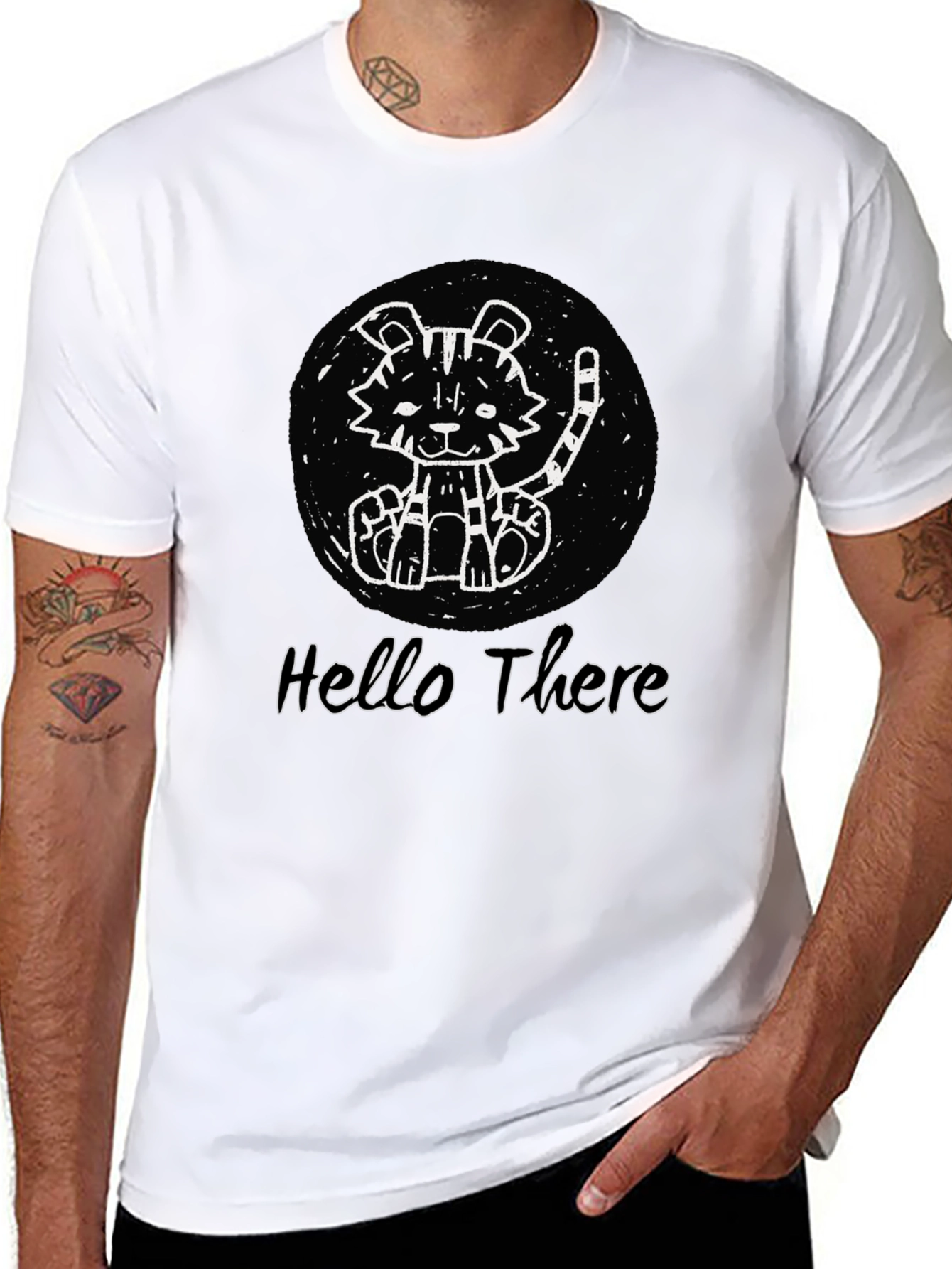 Cute Tiger Graphic Black T-Shirt