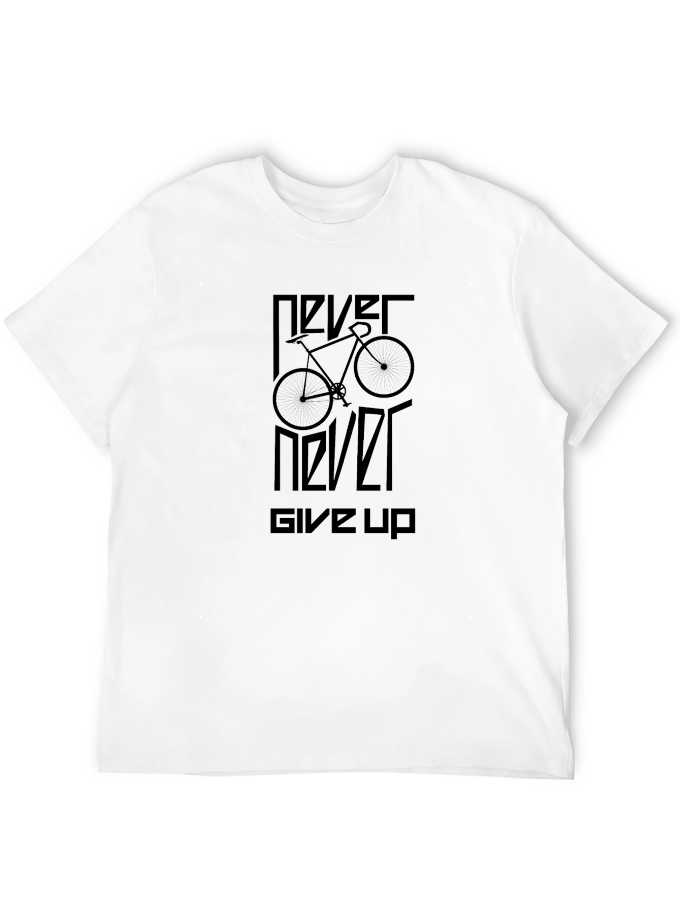 Never Never Give Up Bike Graphic T-Shirt