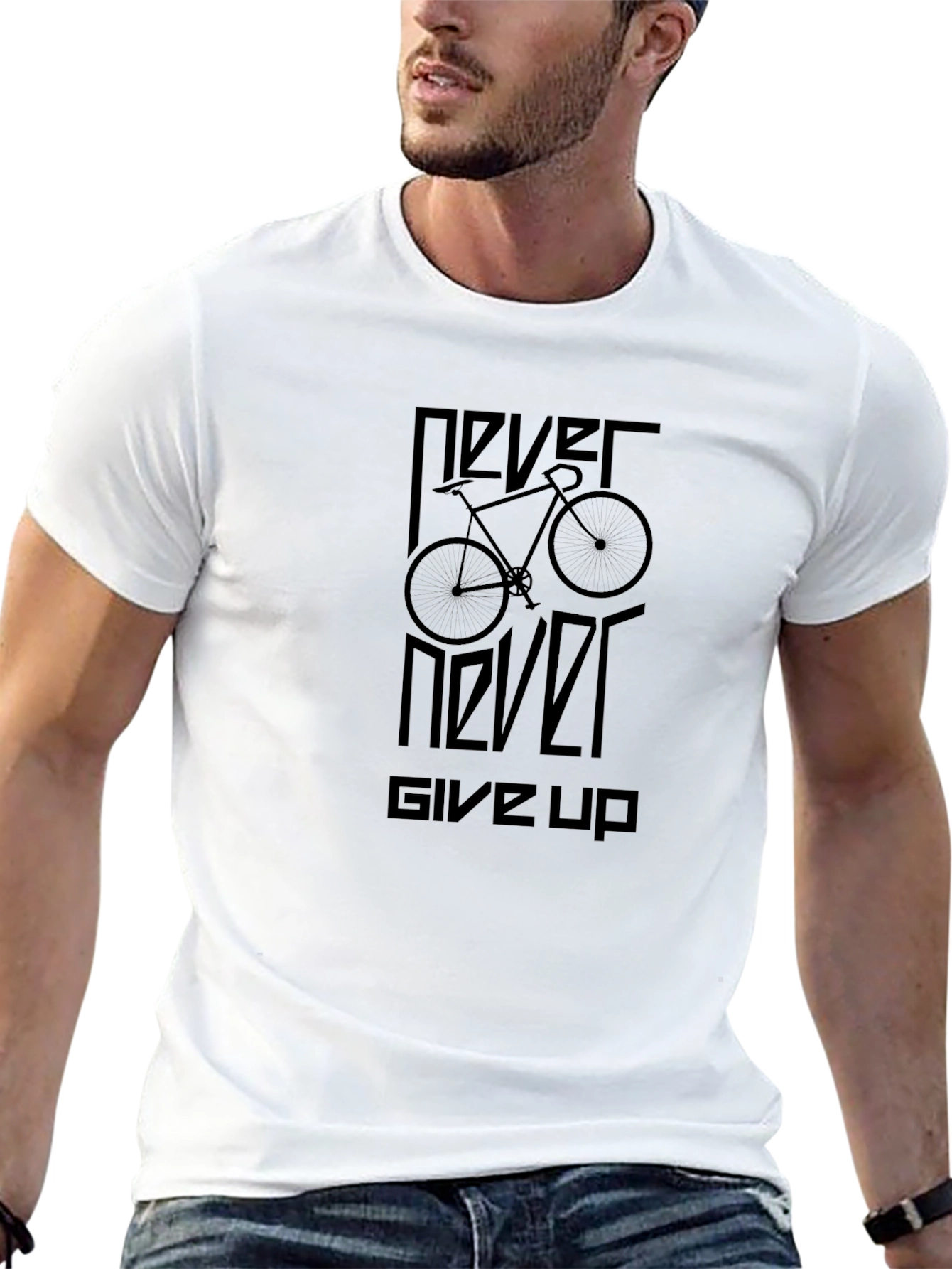 Never Never Give Up Bike Graphic T-Shirt