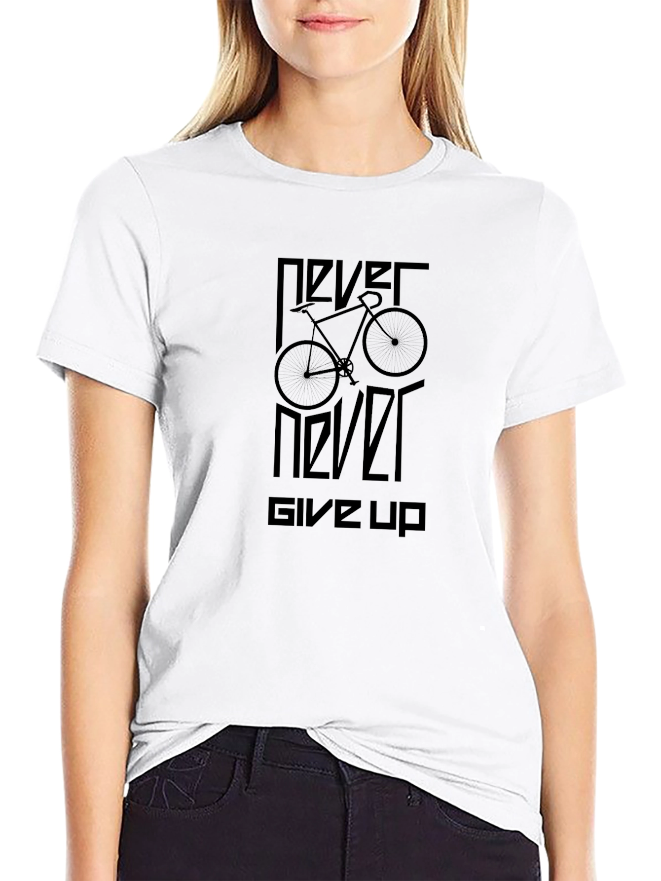 Never Never Give Up Bike Graphic T-Shirt