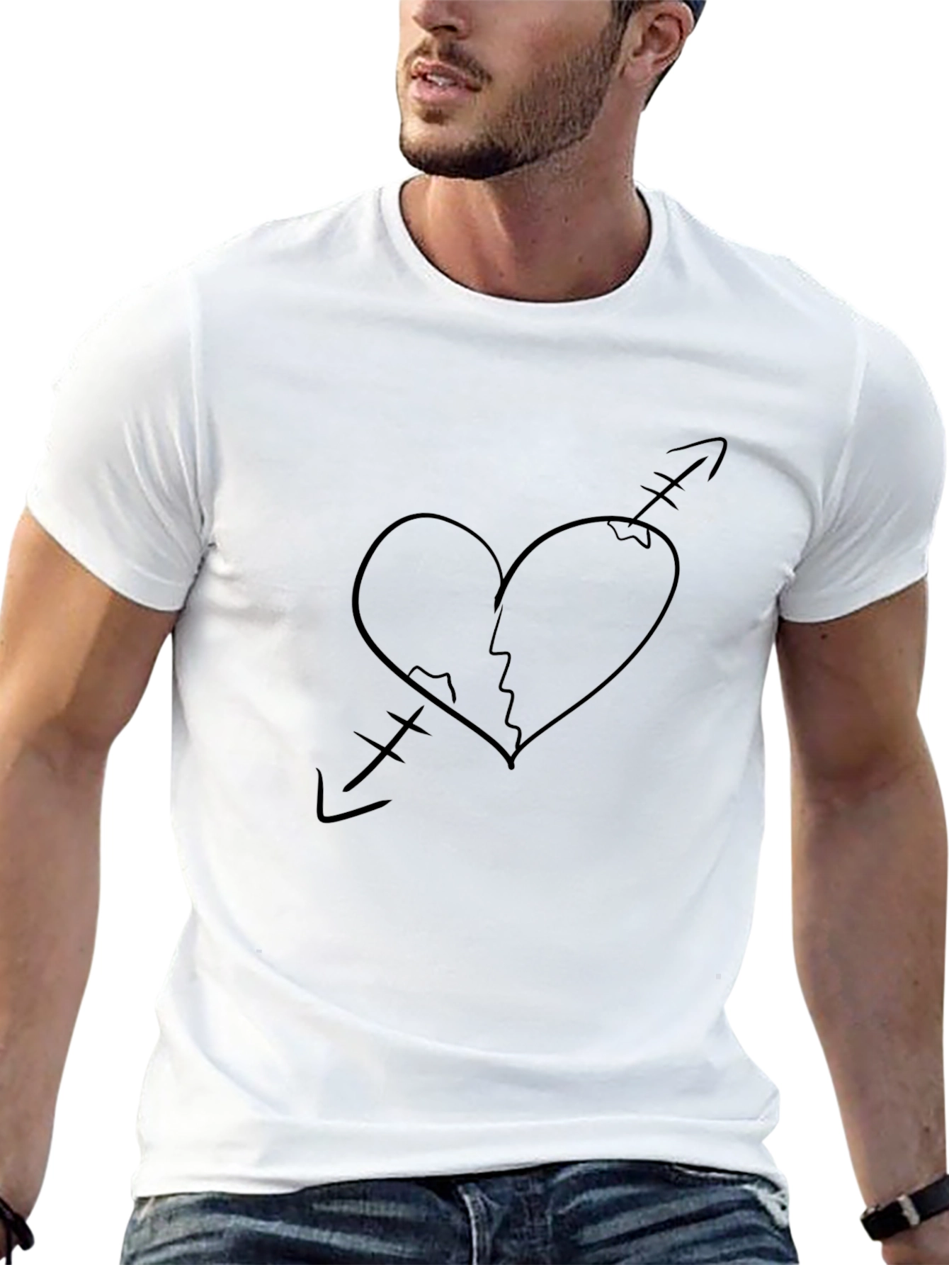 Broken Heart Arrow T-Shirt - Black