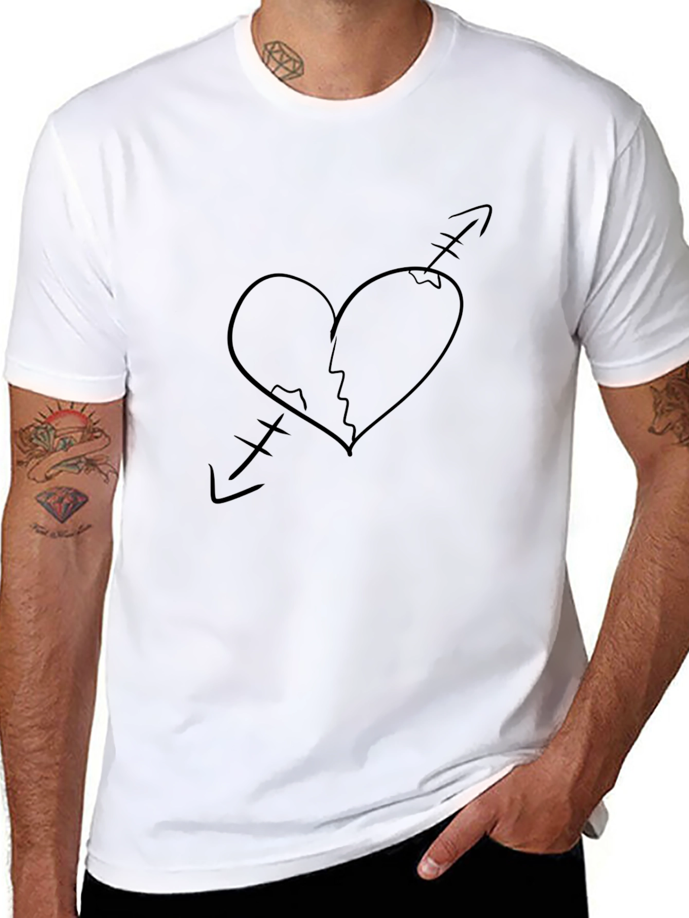 Broken Heart Arrow T-Shirt - Black