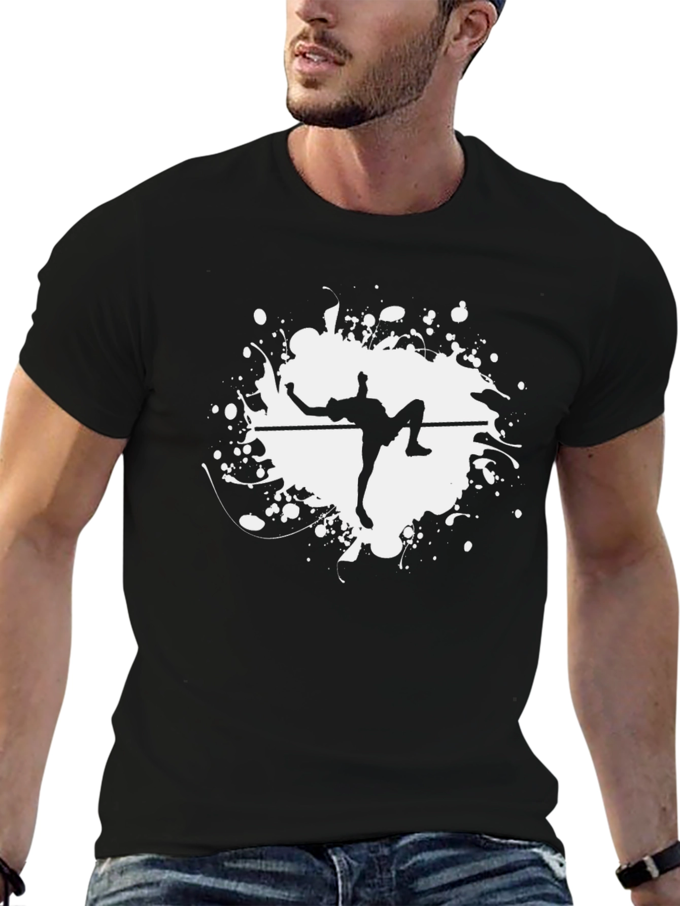 High Jump Athlete Graphic Tee - Cool Black T-Shirt