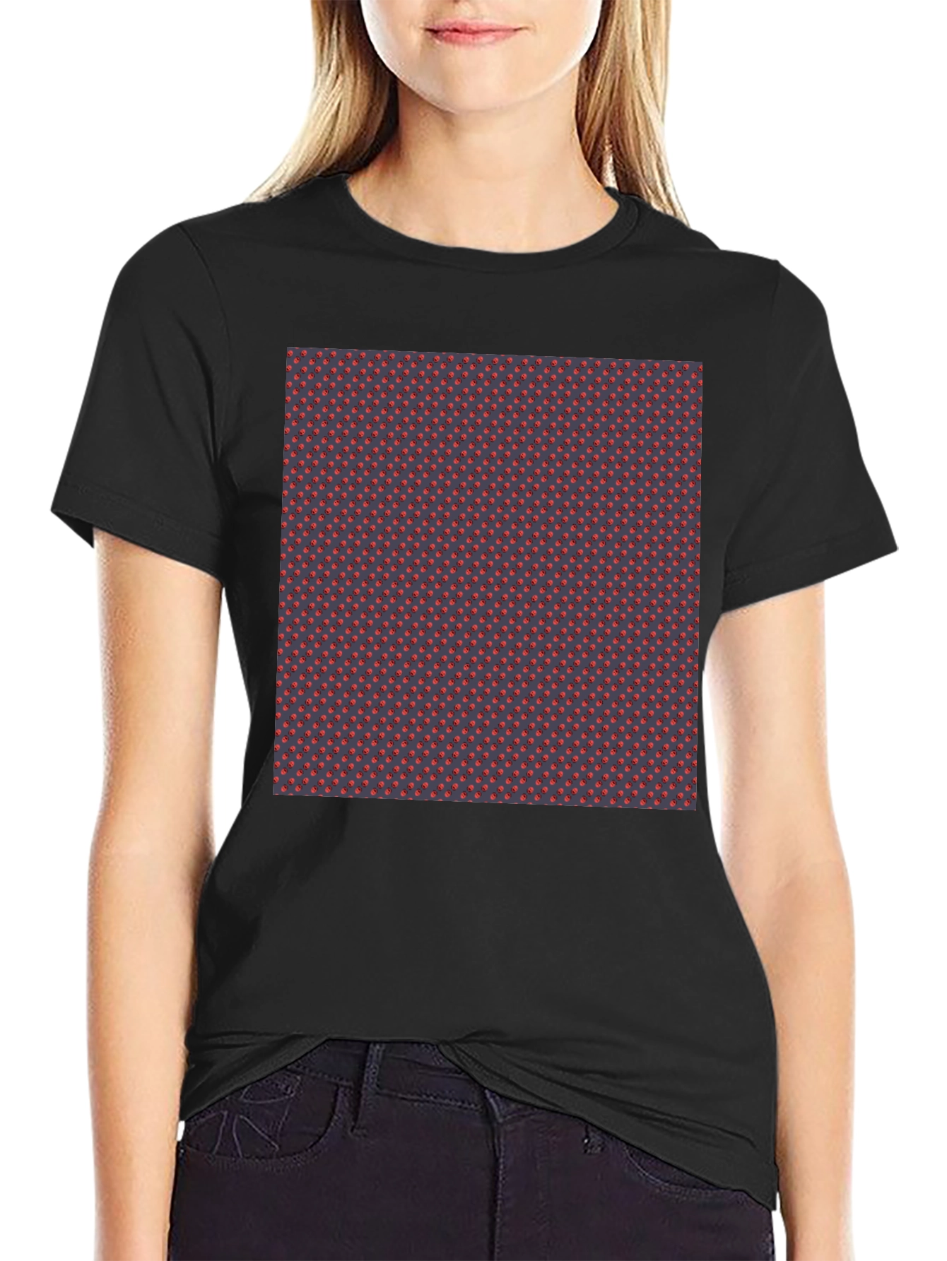 Patterned Tee - Stylish Black Crew Neck T-Shirt