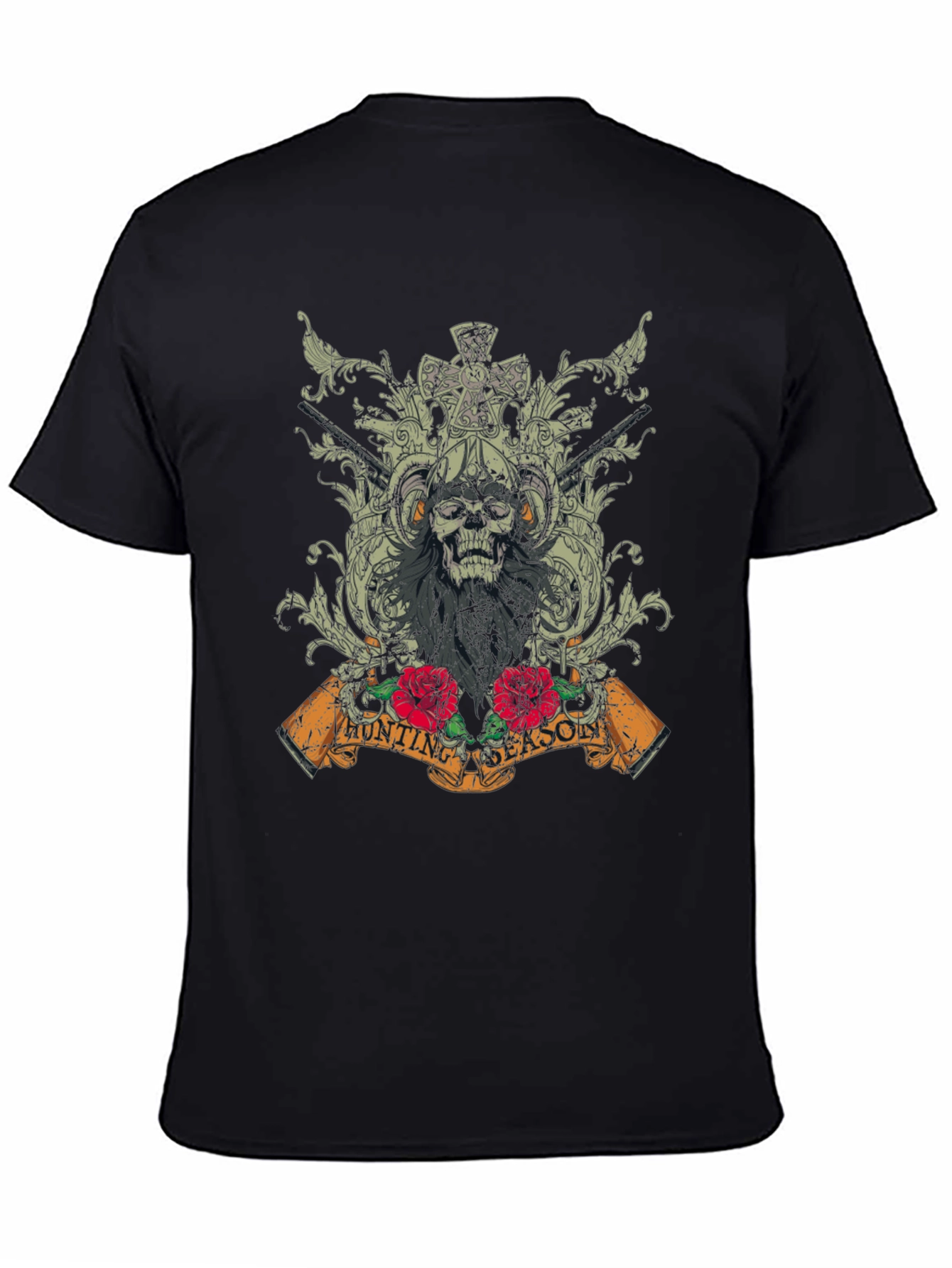 Skull Hunting Season Graphic T-Shirt - Black