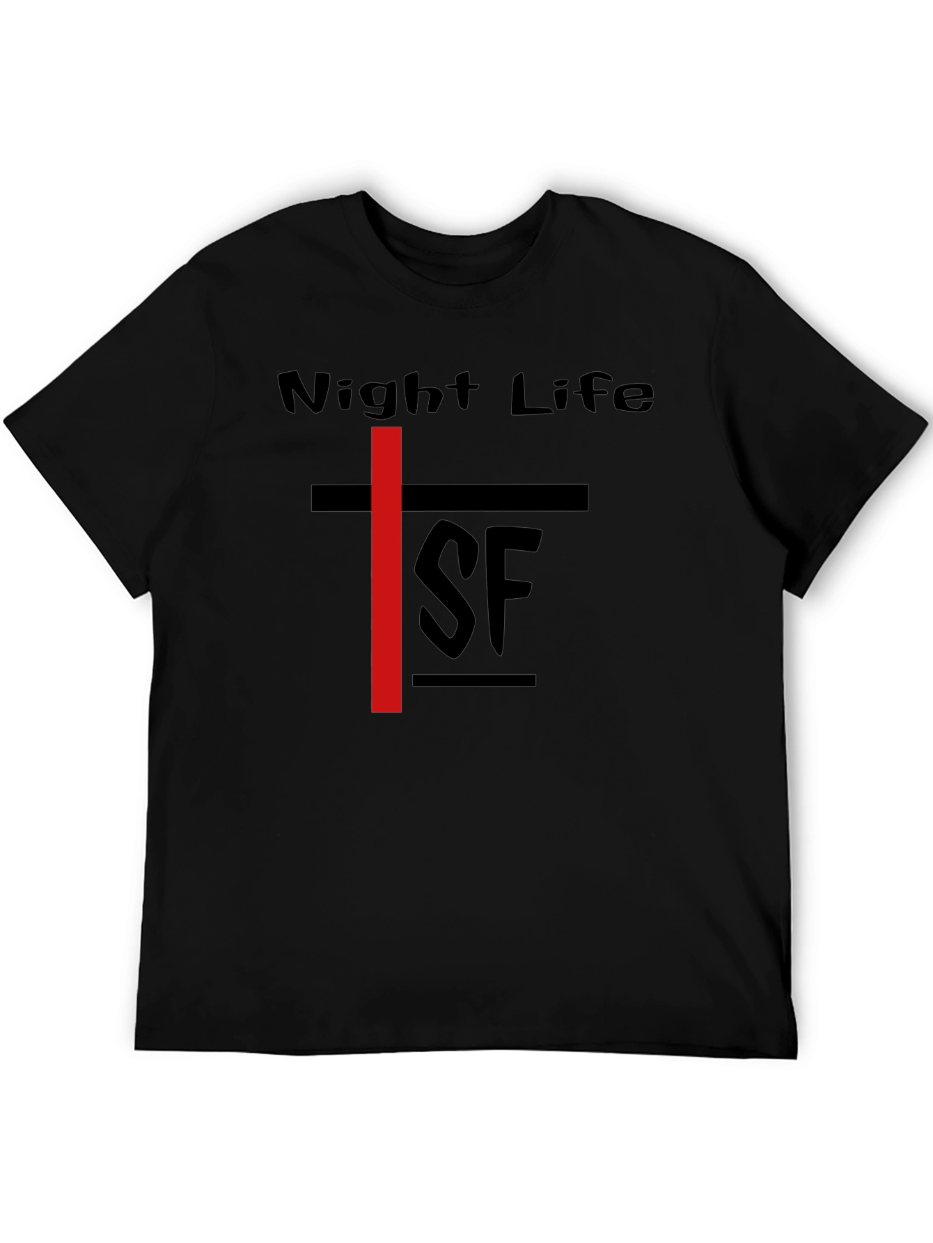Night Life SF Graphic Tee - Black Cotton T-Shirt