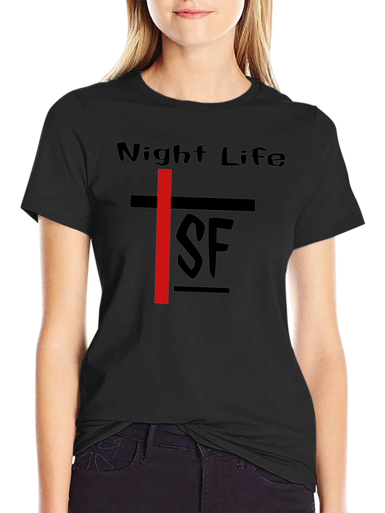 Night Life SF Graphic Tee - Black Cotton T-Shirt