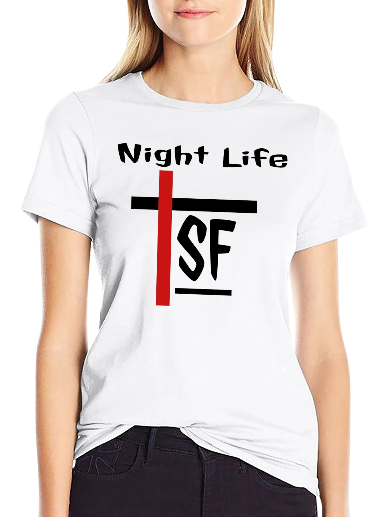 Night Life SF Graphic Tee - Black Cotton T-Shirt