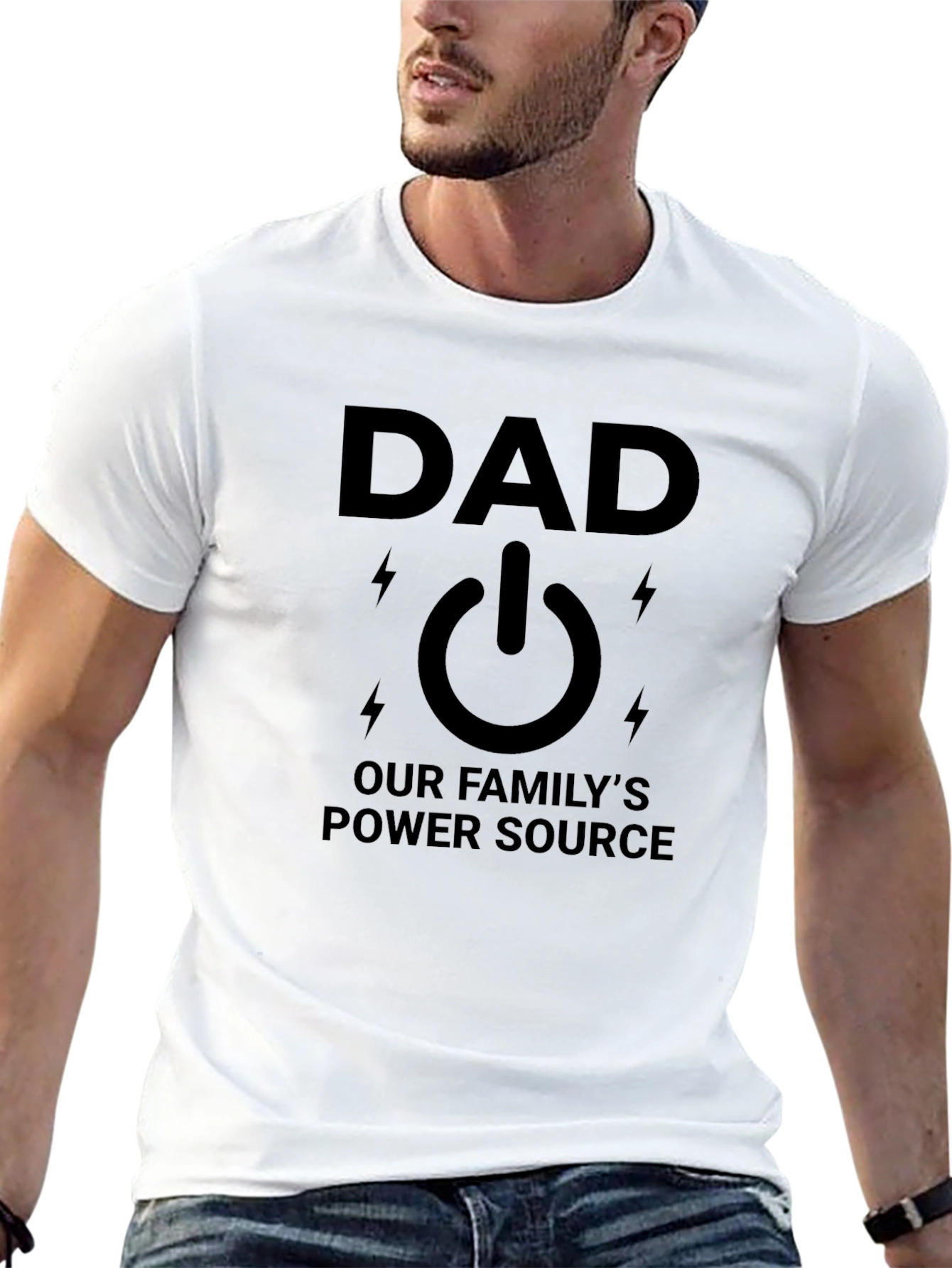 Dad Power Source Graphic T-Shirt - Black