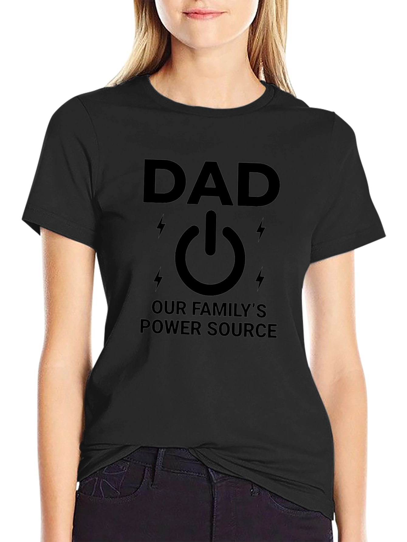 Dad Power Source Graphic T-Shirt - Black