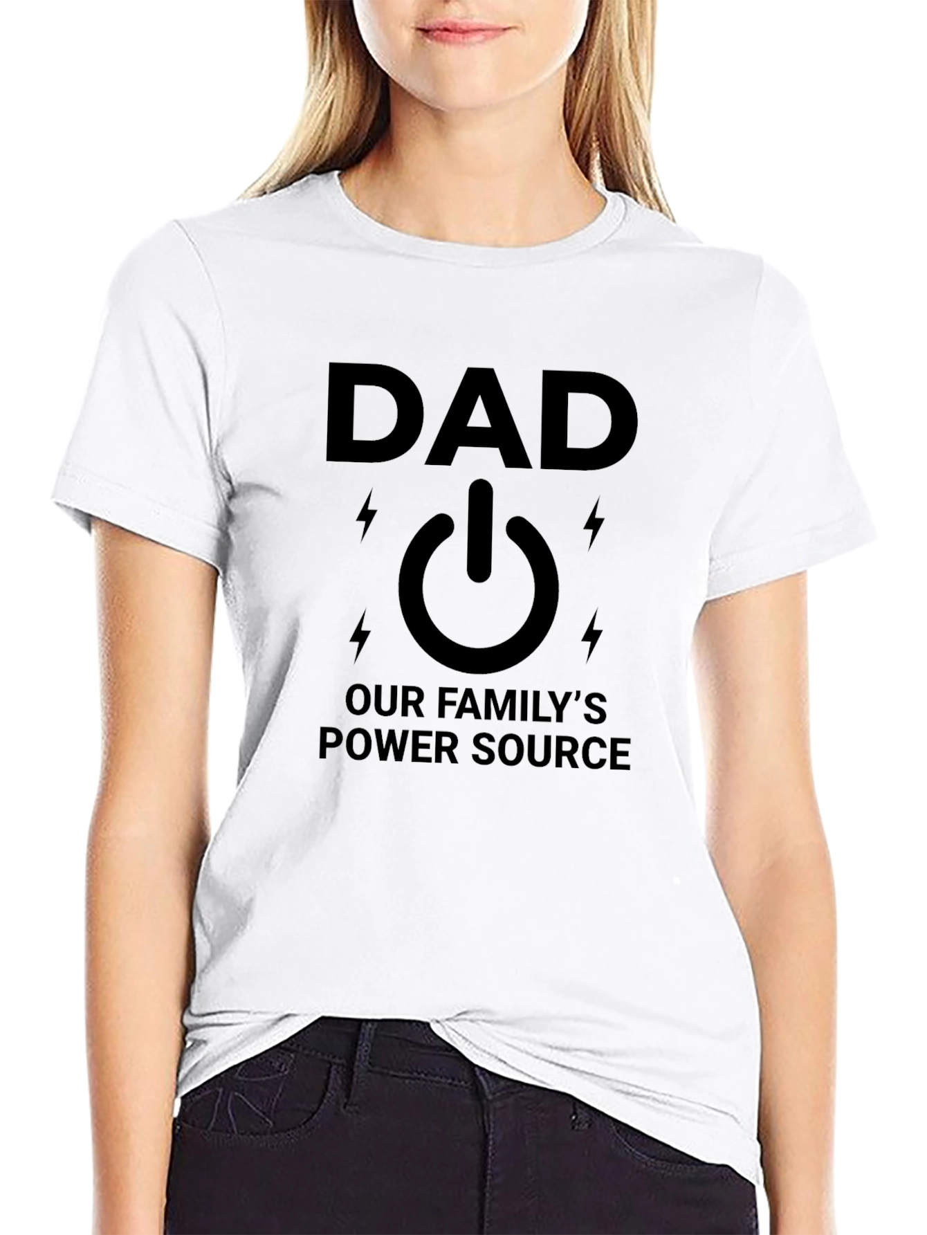 Dad Power Source Graphic T-Shirt - Black