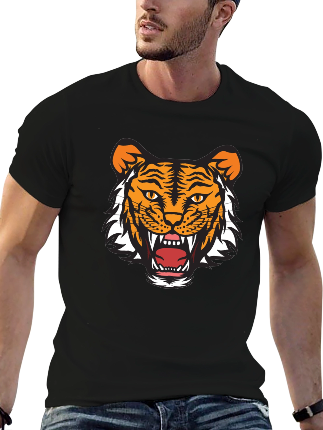 Tiger Graphic Tee - Fierce Black Cotton T-Shirt