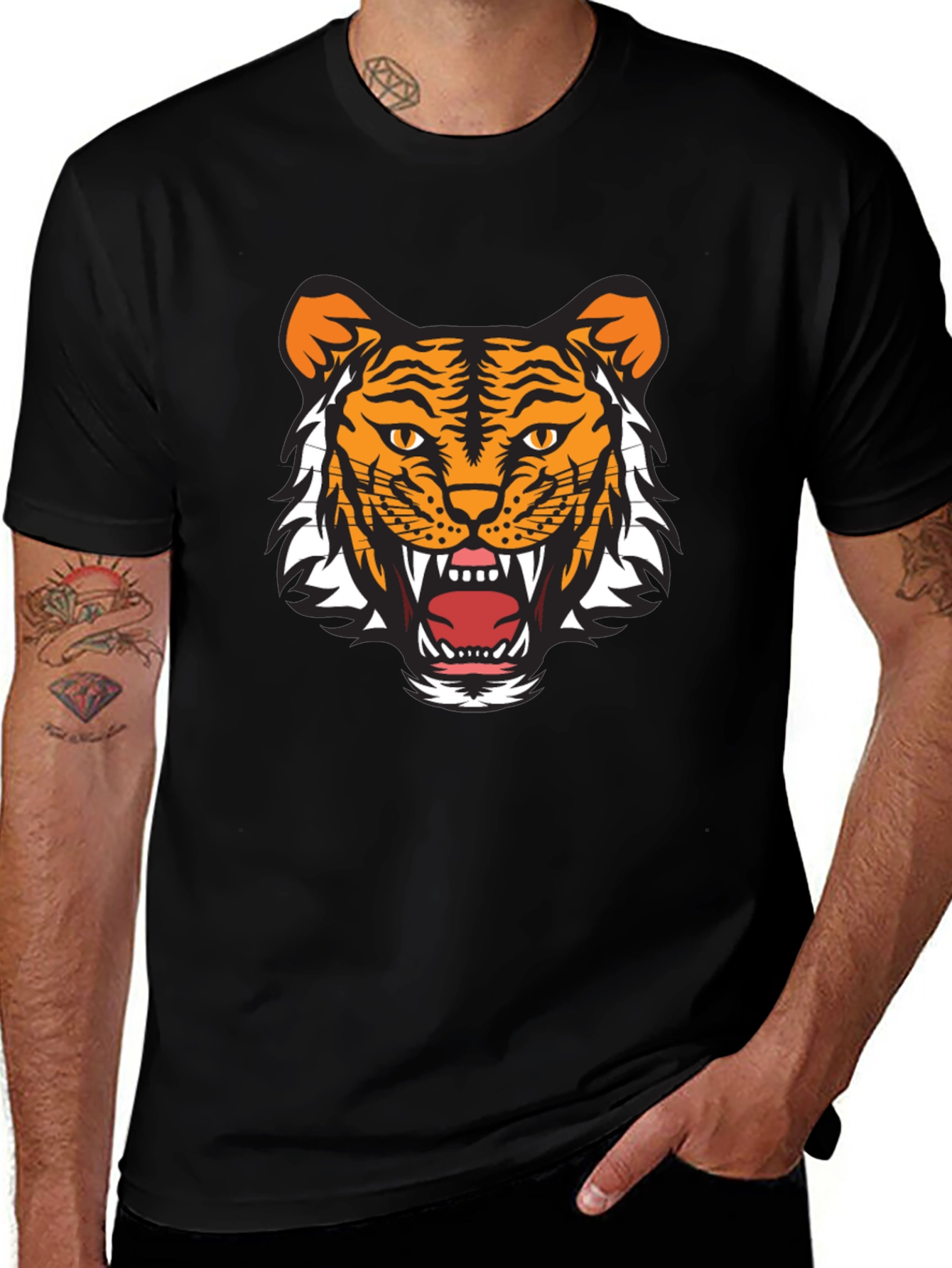 Tiger Graphic Tee - Fierce Black Cotton T-Shirt