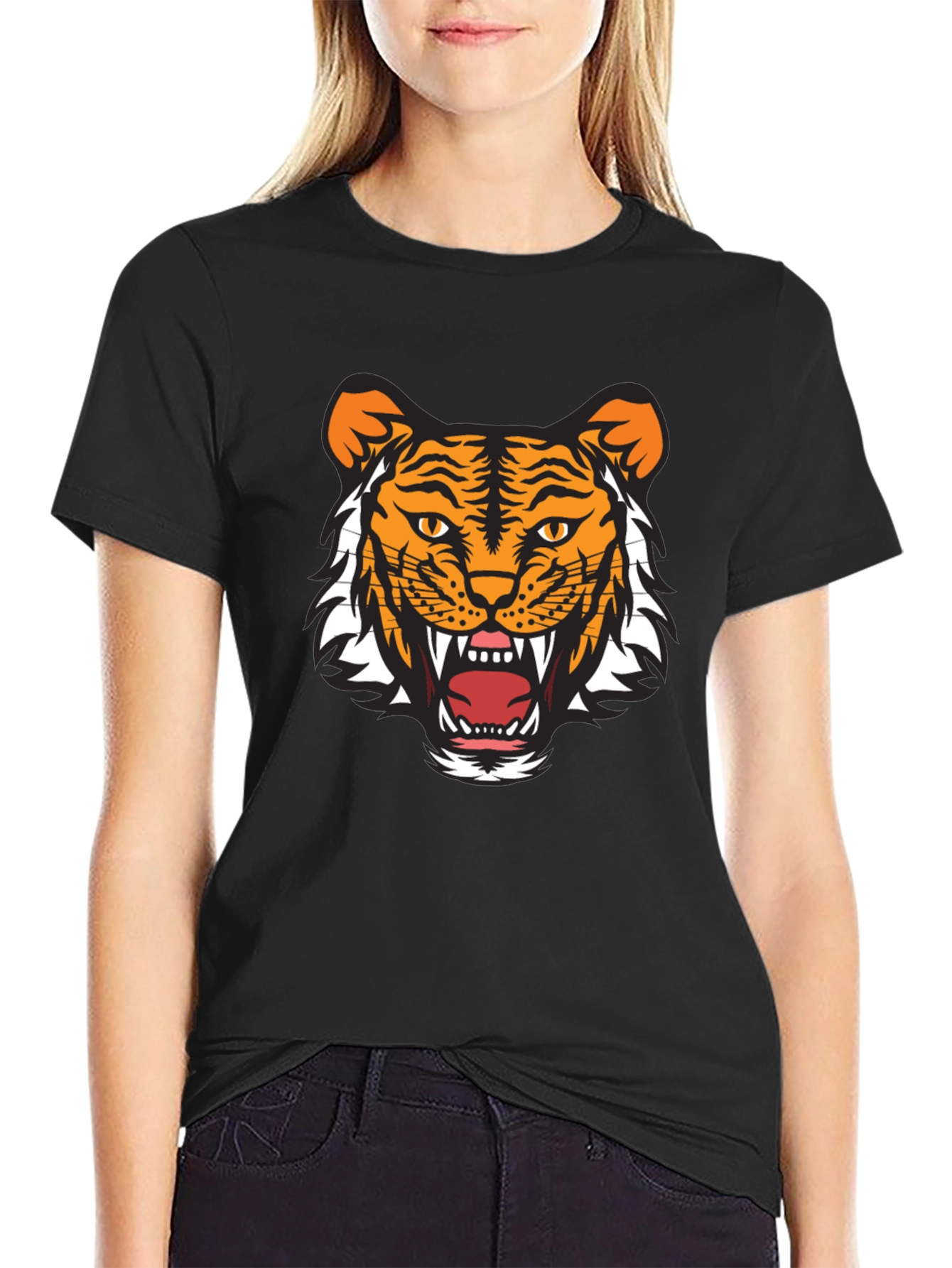 Tiger Graphic Tee - Fierce Black Cotton T-Shirt