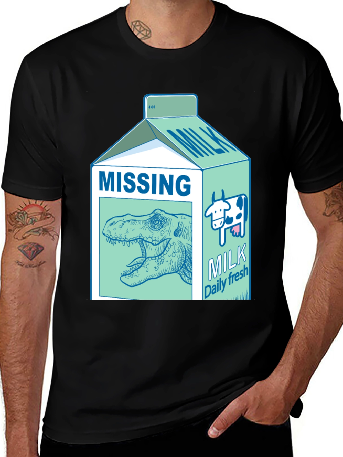 Missing Dinosaur Milk Carton T-Shirt - Funny Tee