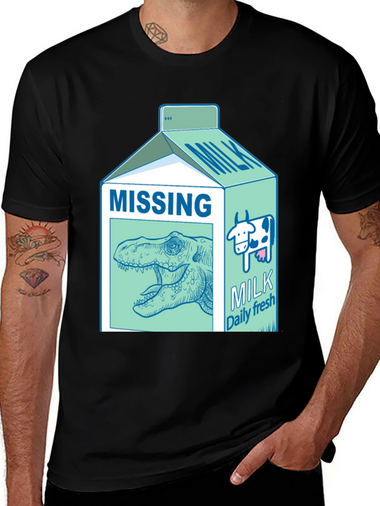 Missing Dinosaur Milk Carton T-Shirt - Funny Tee