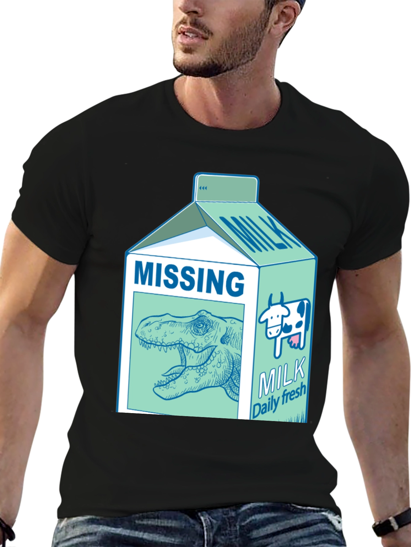 Missing Dinosaur Milk Carton T-Shirt - Funny Tee