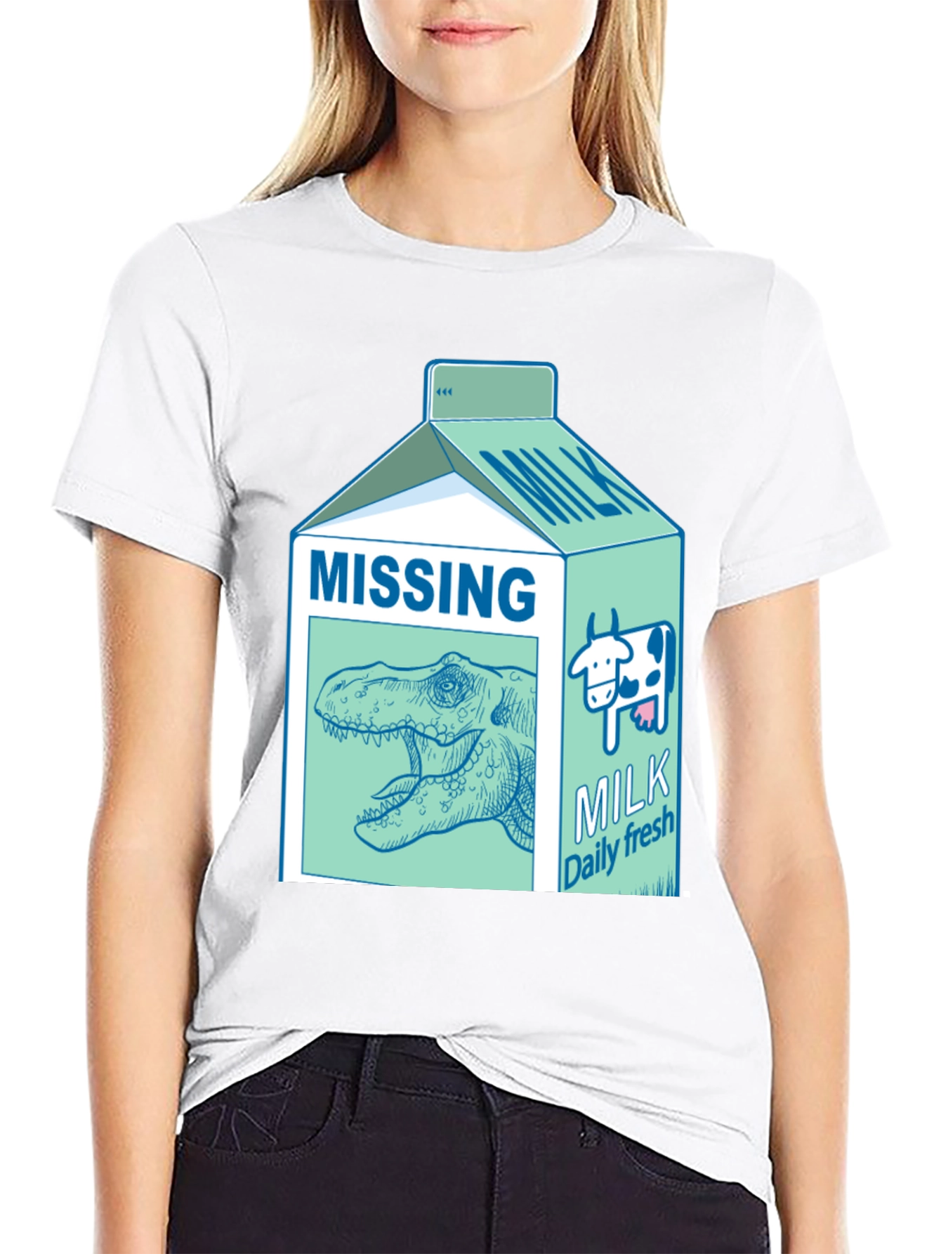 Missing Dinosaur Milk Carton T-Shirt - Funny Tee