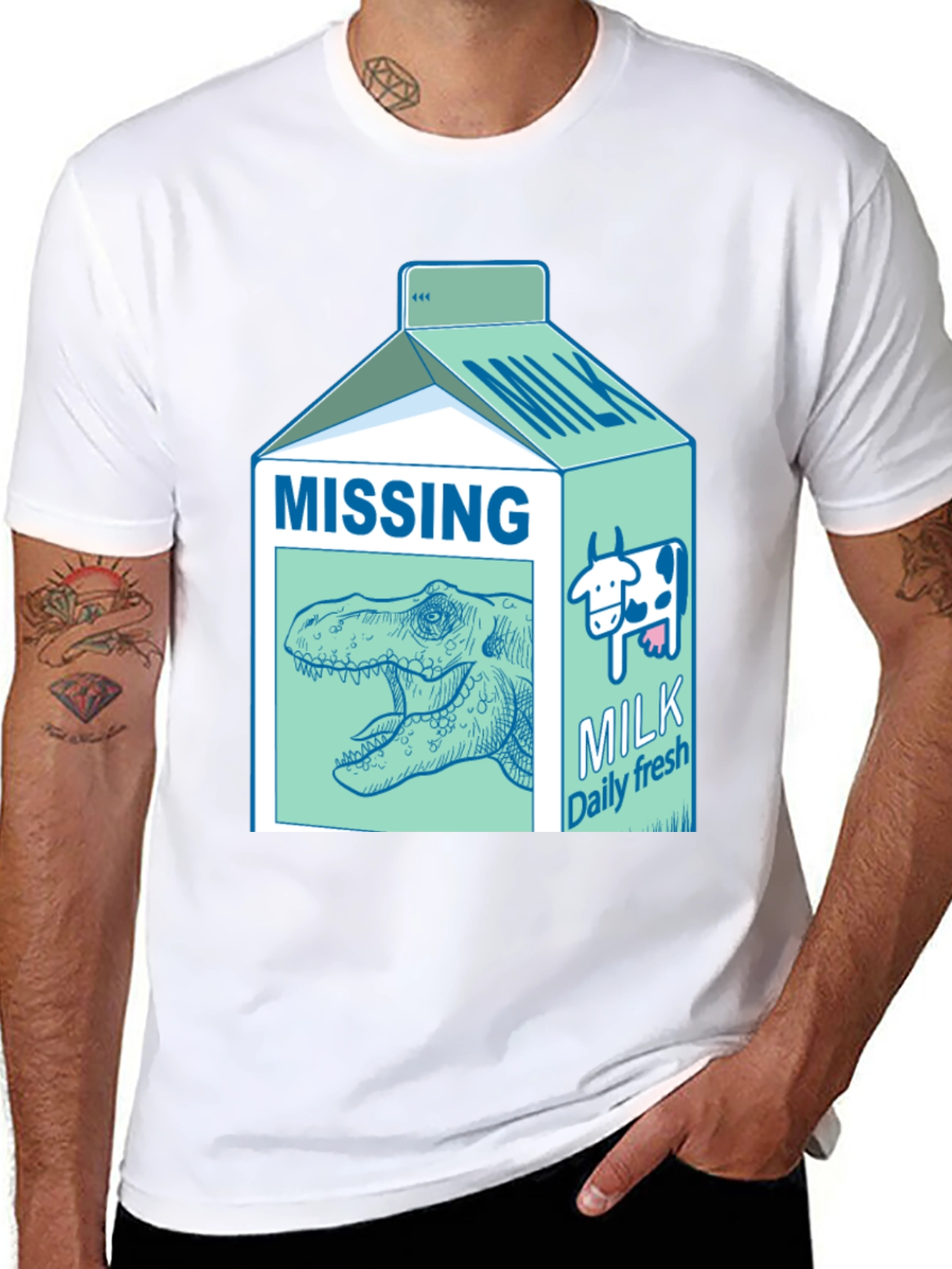 Missing Dinosaur Milk Carton T-Shirt - Funny Tee