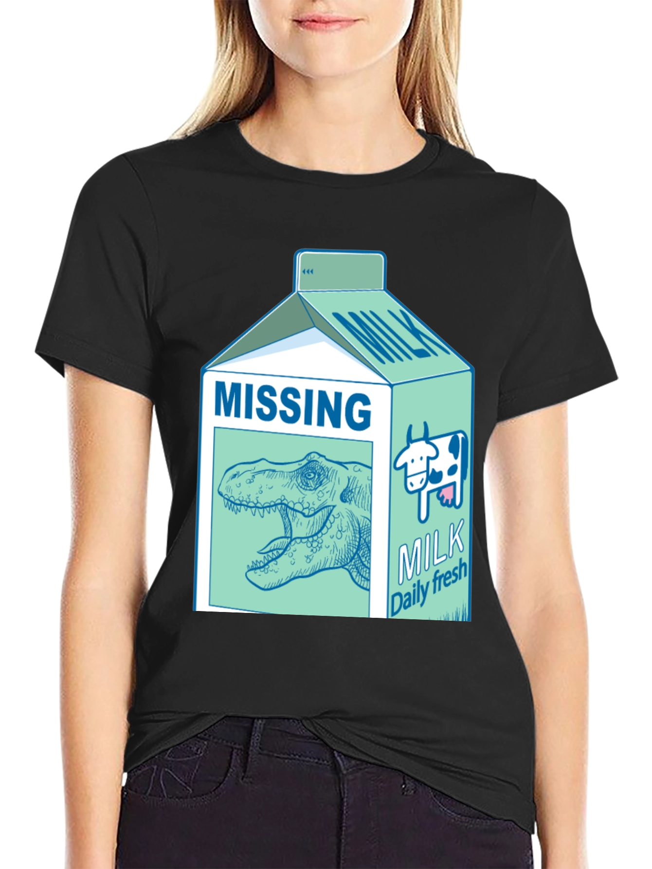 Missing Dinosaur Milk Carton T-Shirt - Funny Tee