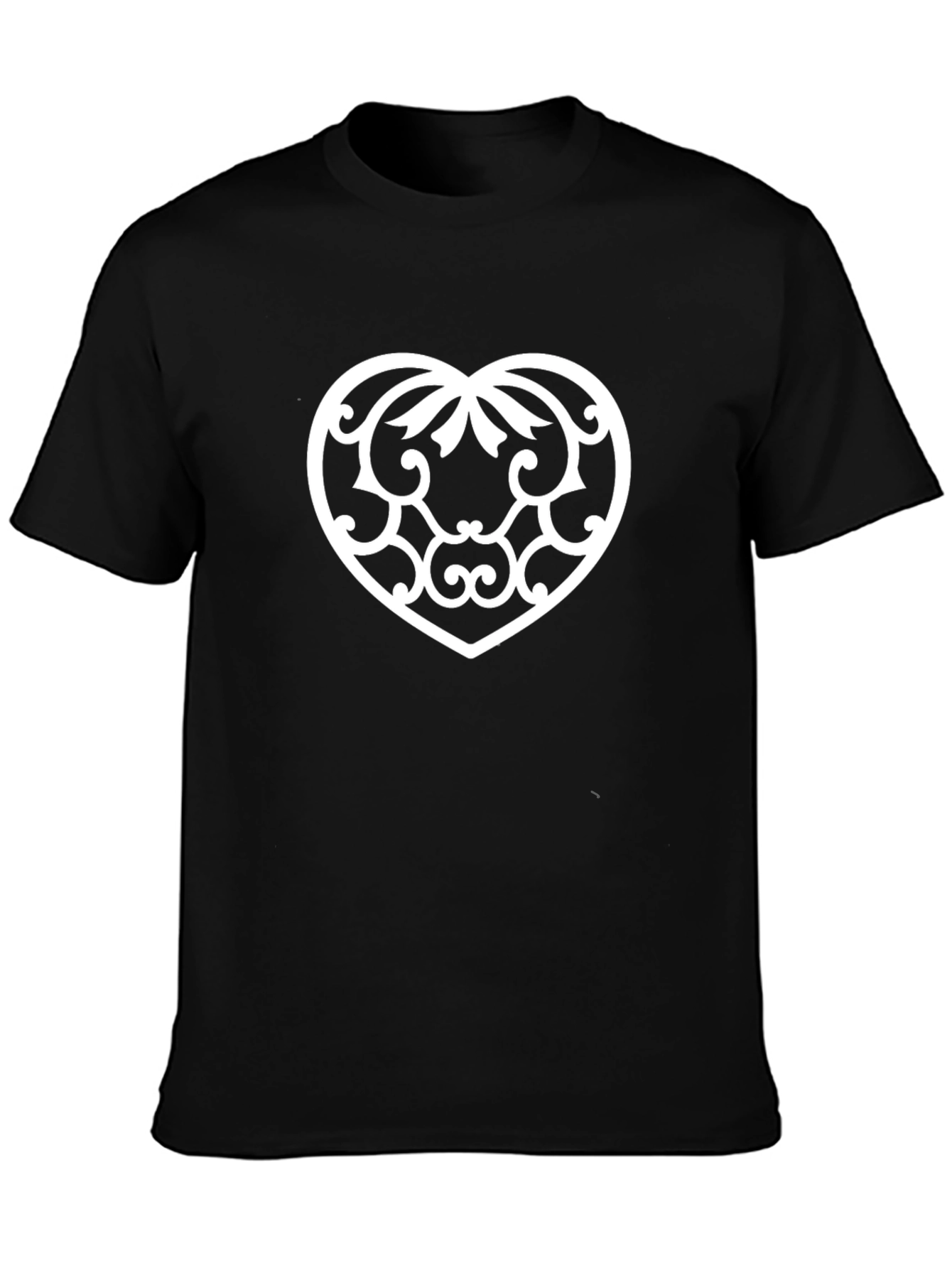 Heart Scrollwork Black T-Shirt