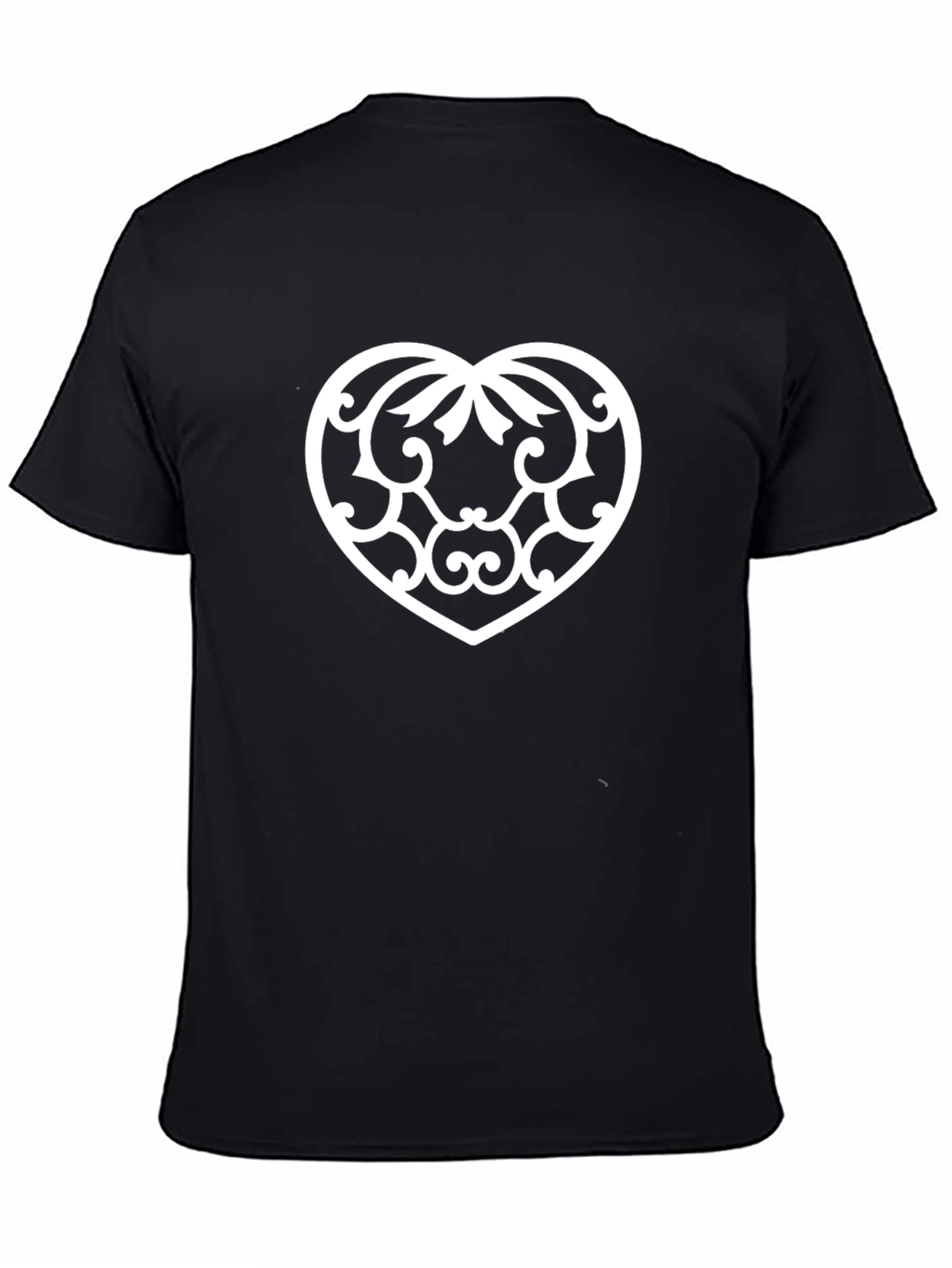 Heart Scrollwork Black T-Shirt