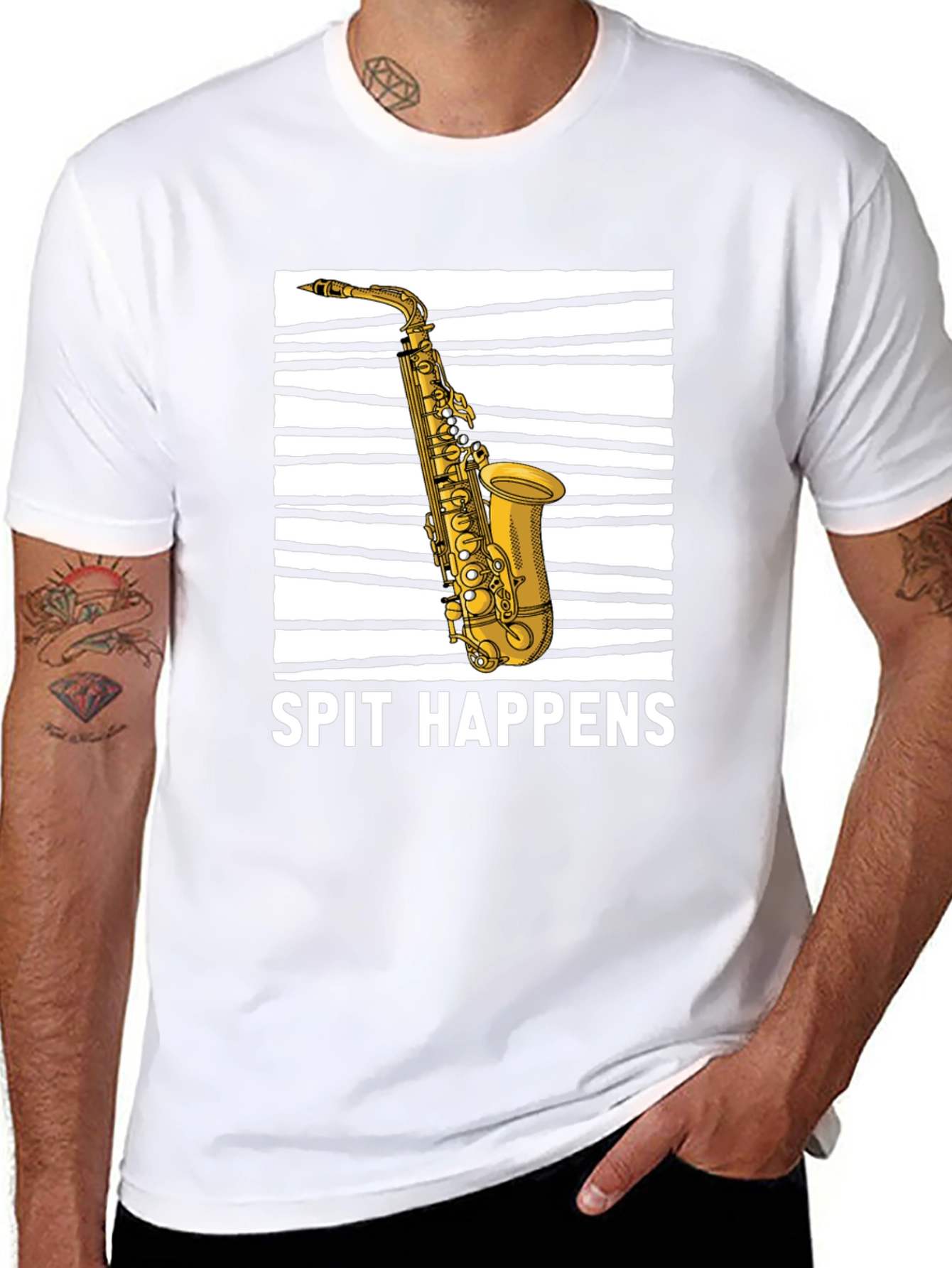 Spit Happens Saxophone Graphic Tee