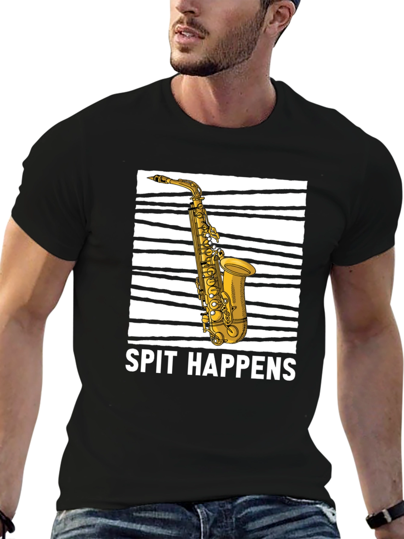Spit Happens Saxophone Graphic Tee