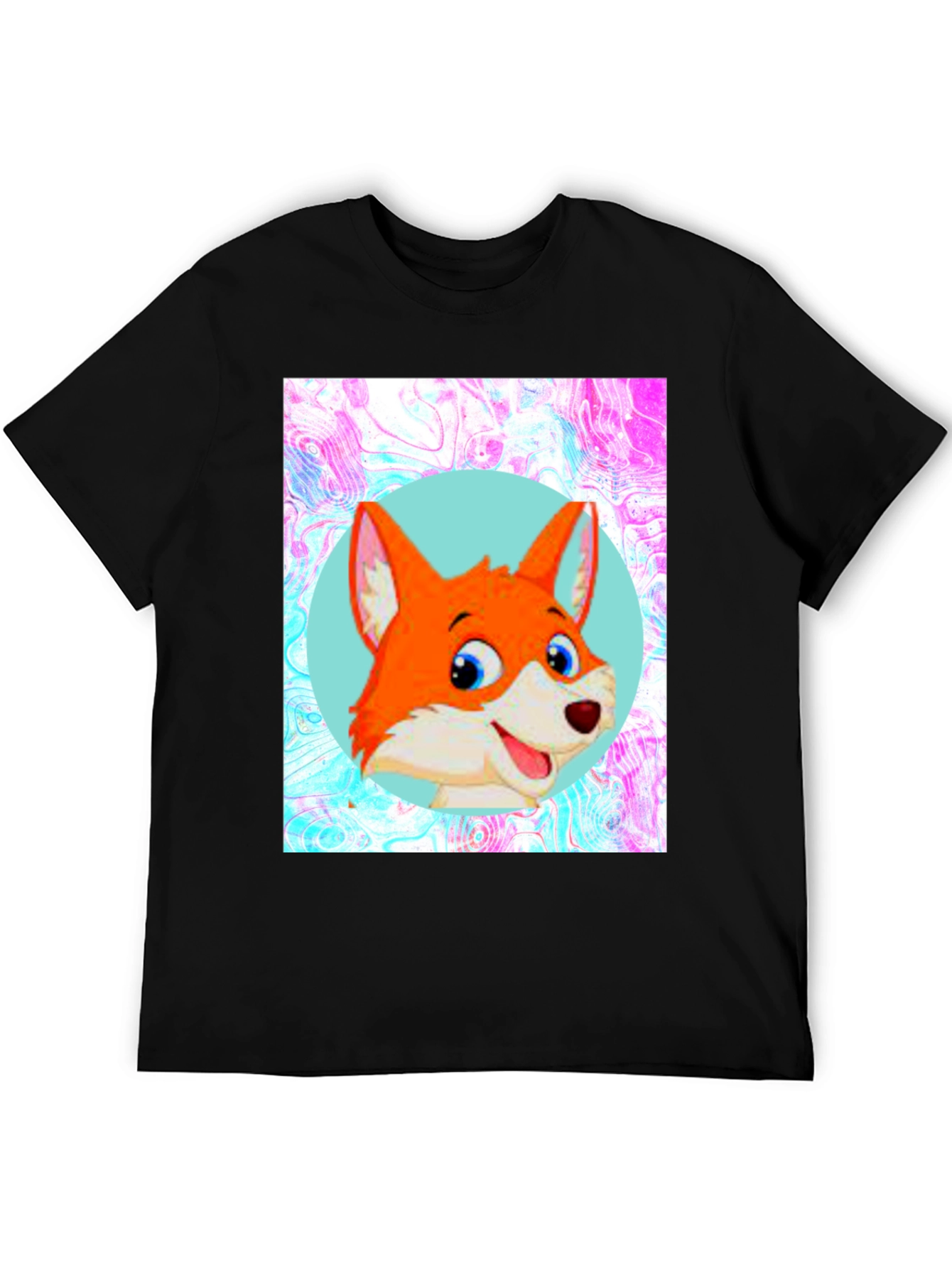 Cartoon Fox Graphic Tee - Unisex Black T-Shirt