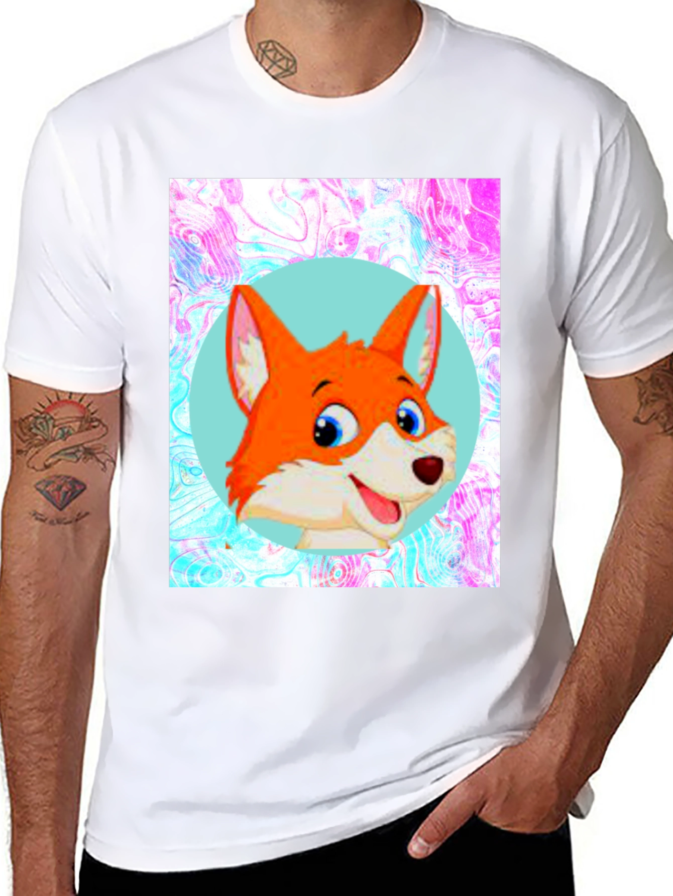Cartoon Fox Graphic Tee - Unisex Black T-Shirt