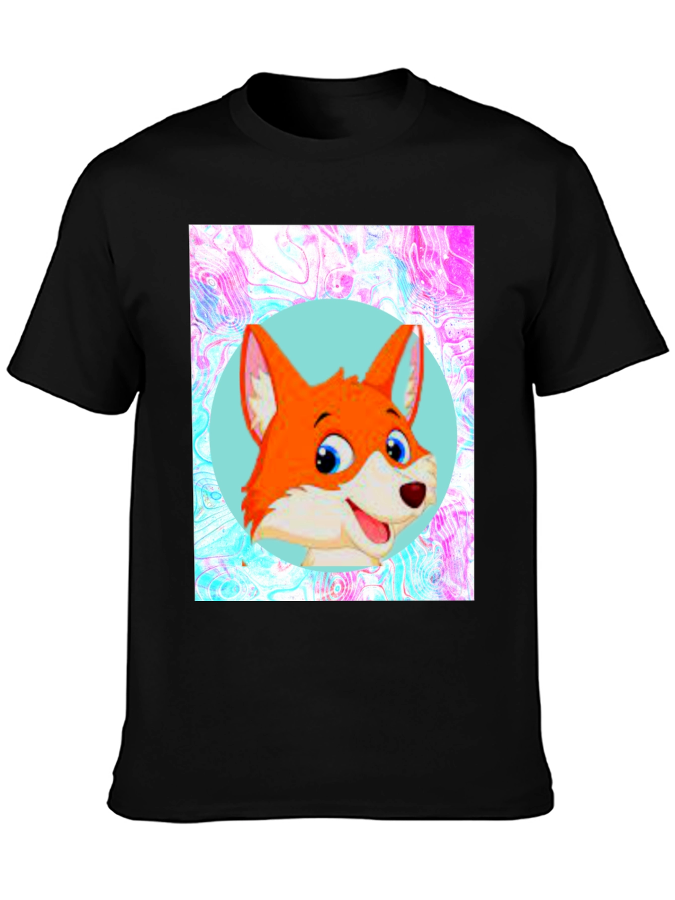 Cartoon Fox Graphic Tee - Unisex Black T-Shirt