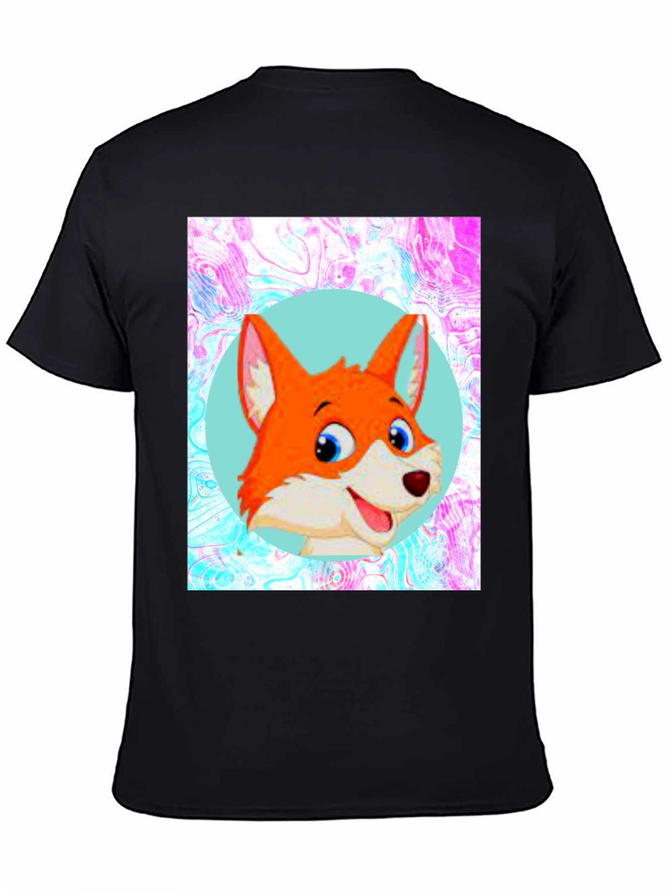 Cartoon Fox Graphic Tee - Unisex Black T-Shirt