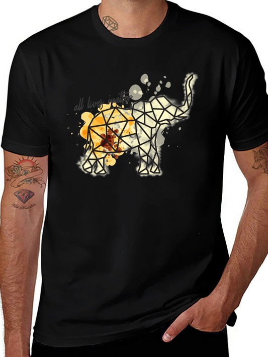 Geometric Elephant Graphic Tee - Modern Artistic Design
